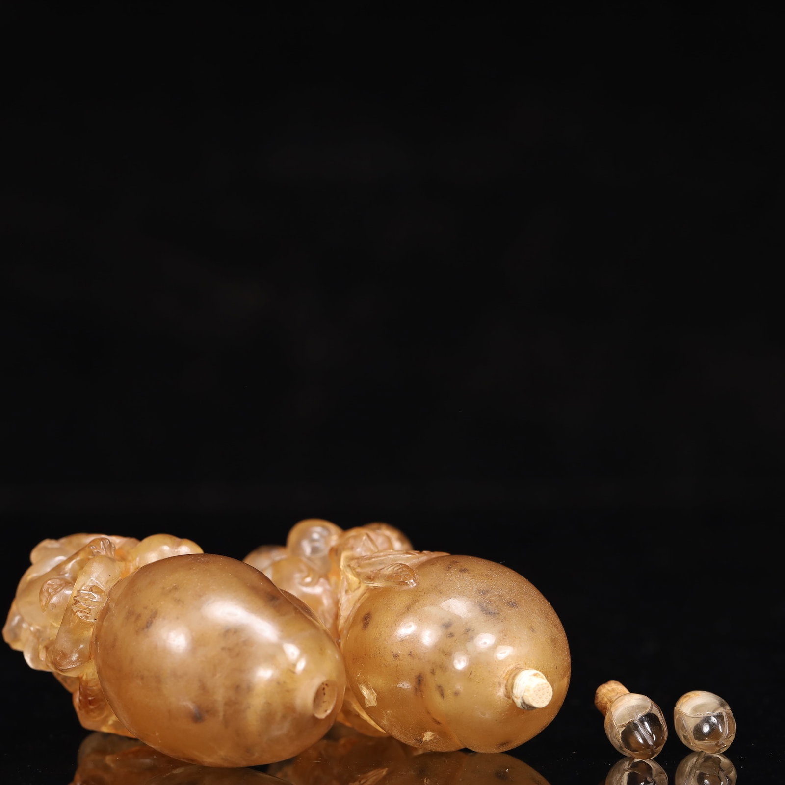 A Pair of Exquisite Crystal Peach Pattern Snuff Bottle - 5