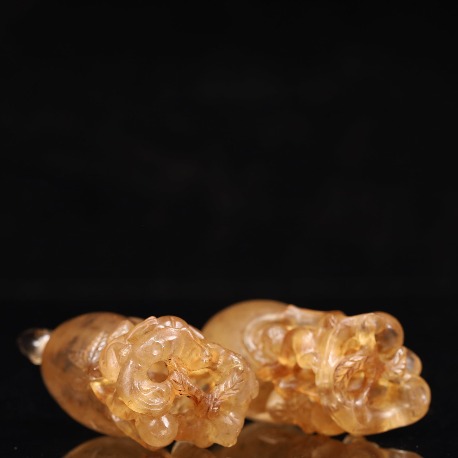 A Pair of Exquisite Crystal Peach Pattern Snuff Bottle - 6
