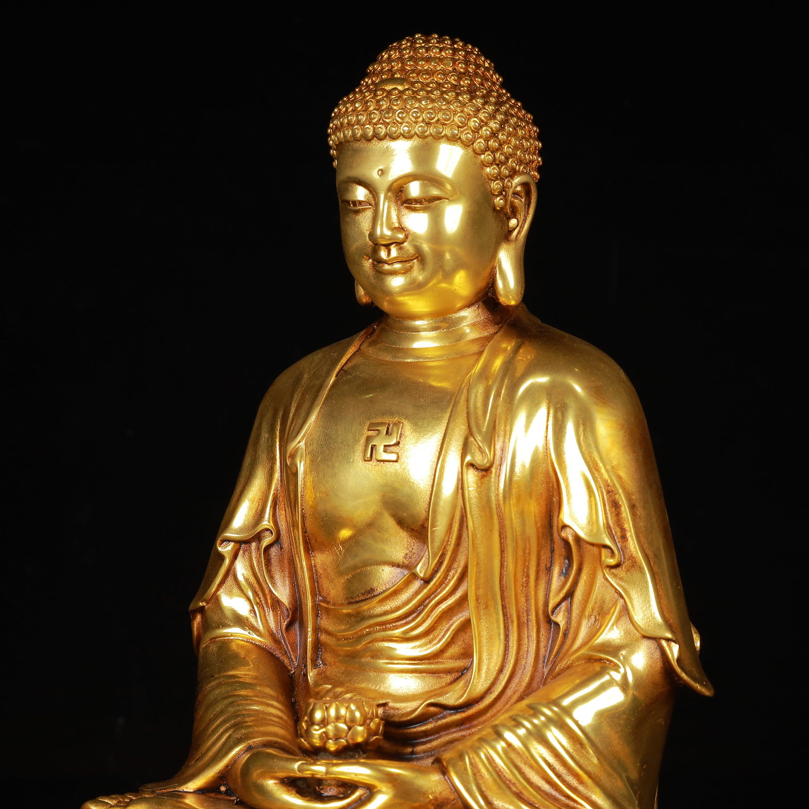 An Exquisite Gilt Bronze Statue of Sakyamuni - 7