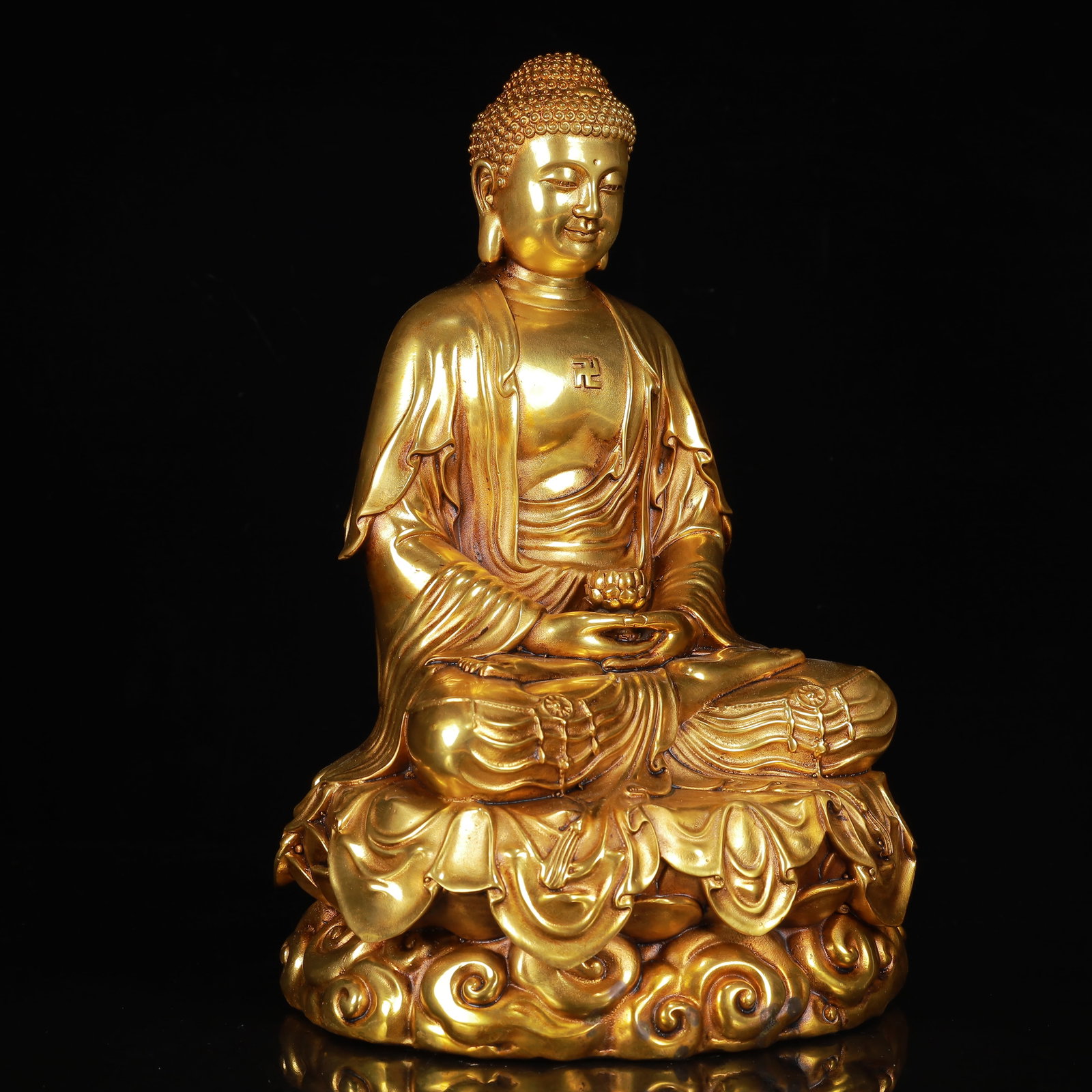 An Exquisite Gilt Bronze Statue of Sakyamuni - 9
