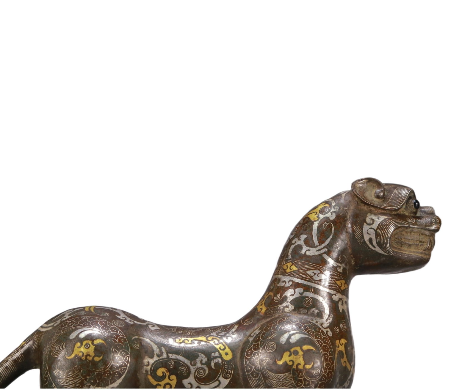 A Exquisite Gold and Silver-Inlaid Bronze Tiger Ornament - 2