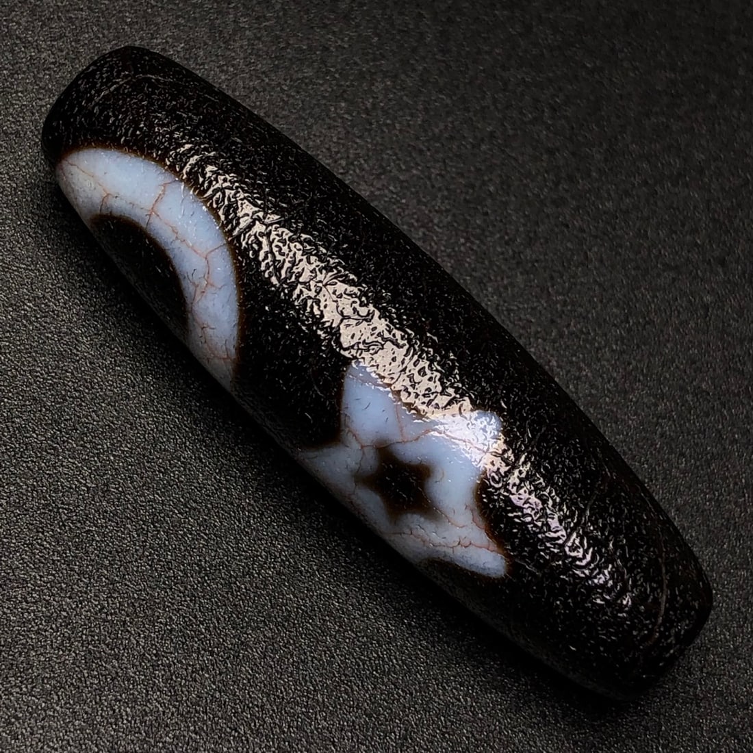An Exquisite Sun,Moon and Star Pattern Dzi Bead Pendant - 3