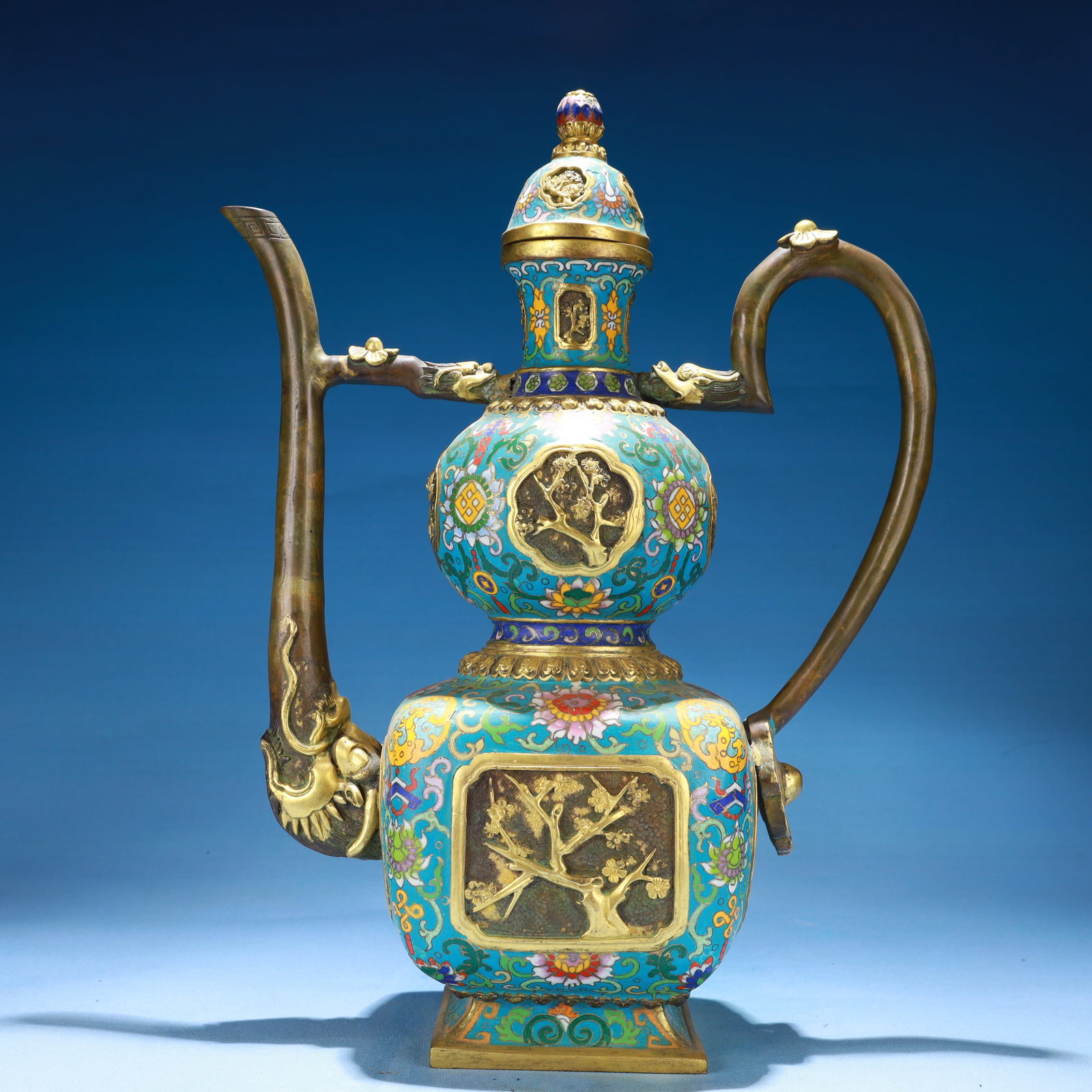 An Exquisite Cloisonne Flower Pattern Ewer,with Base - 10