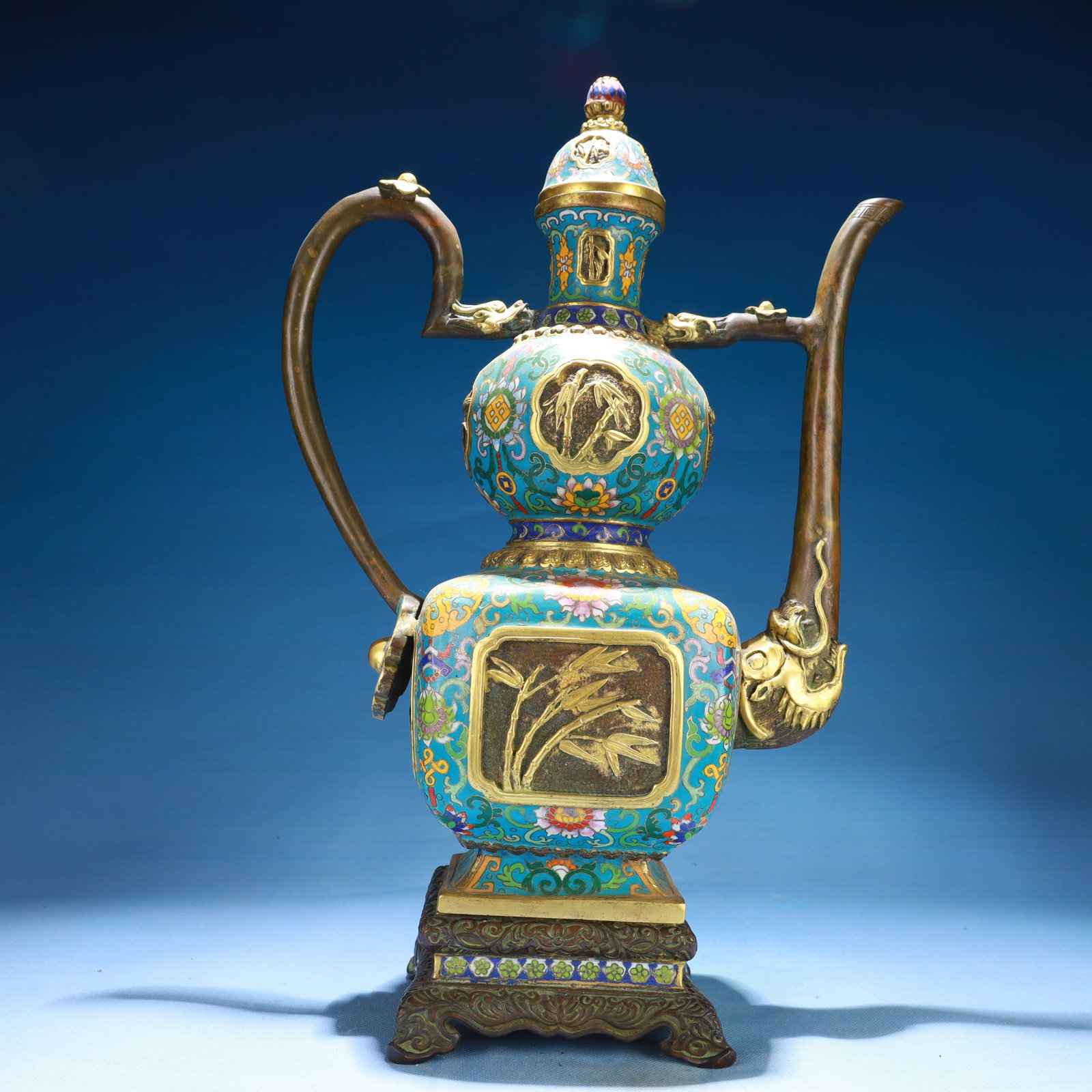 An Exquisite Cloisonne Flower Pattern Ewer,with Base - 8