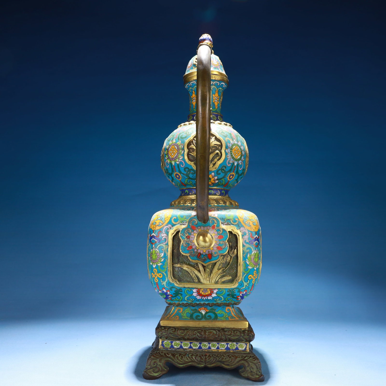An Exquisite Cloisonne Flower Pattern Ewer,with Base - 9