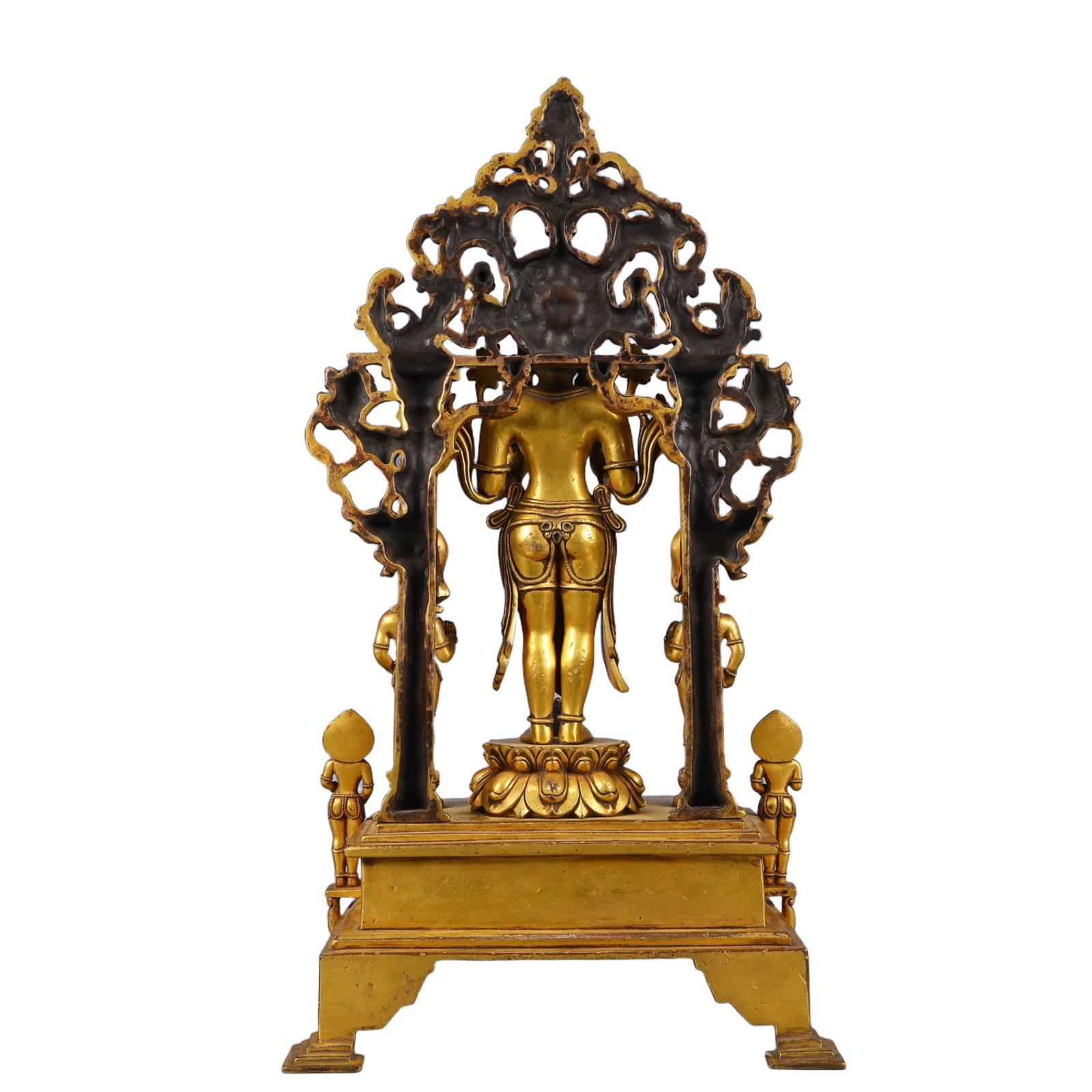 A Solemn Gilt Bronze Buddha Statue,Inlaid Gems and Turquoise - 12