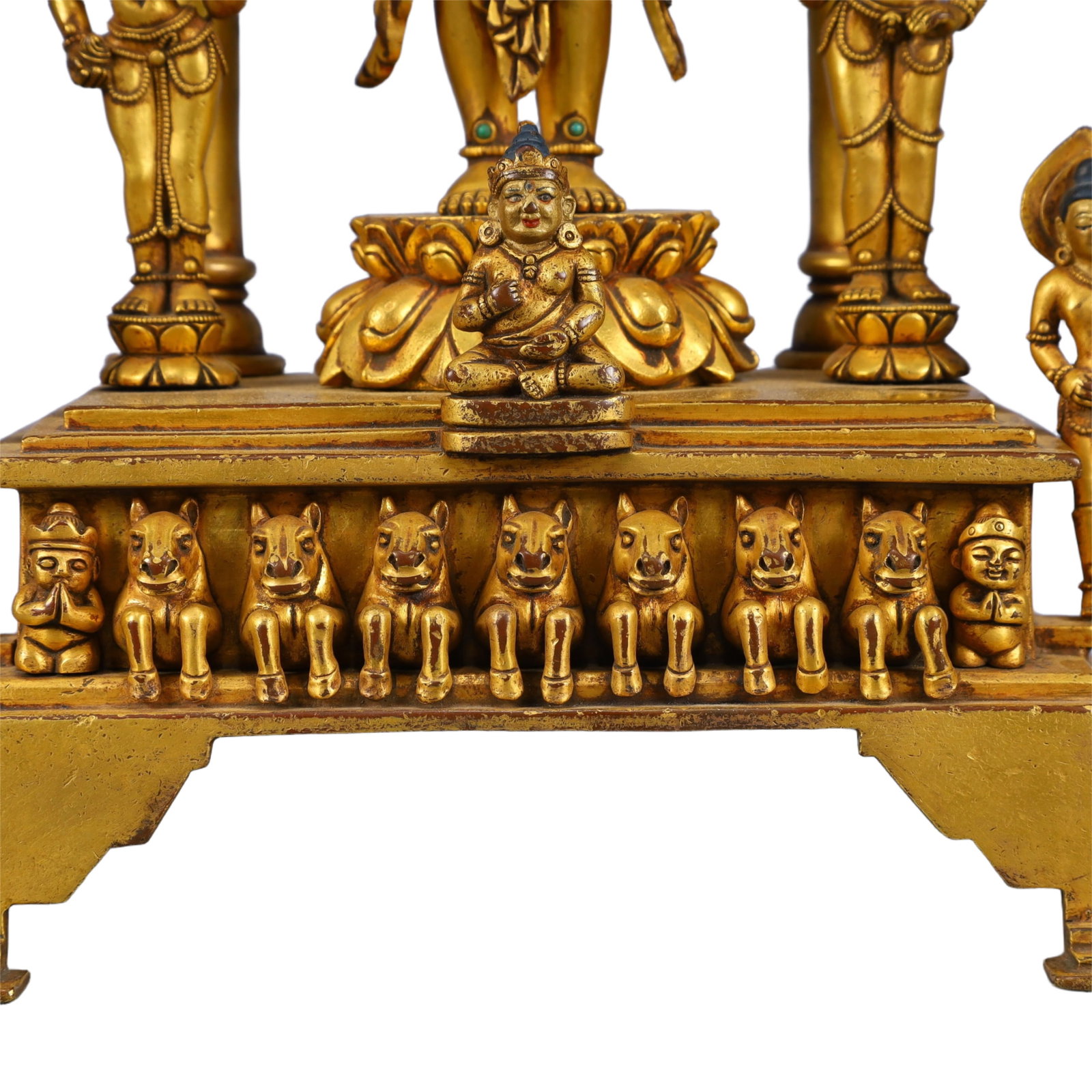 A Solemn Gilt Bronze Buddha Statue,Inlaid Gems and Turquoise - 6