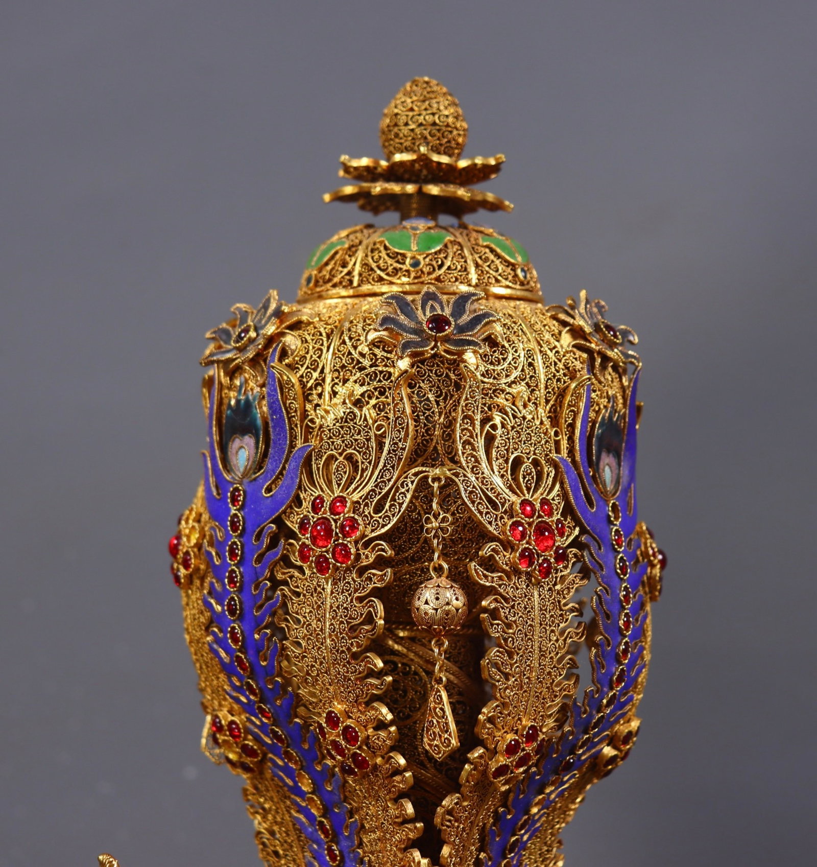 A Rare Filigree and Gilding Phoenix Legs Censer,Inlaid Gems - 7