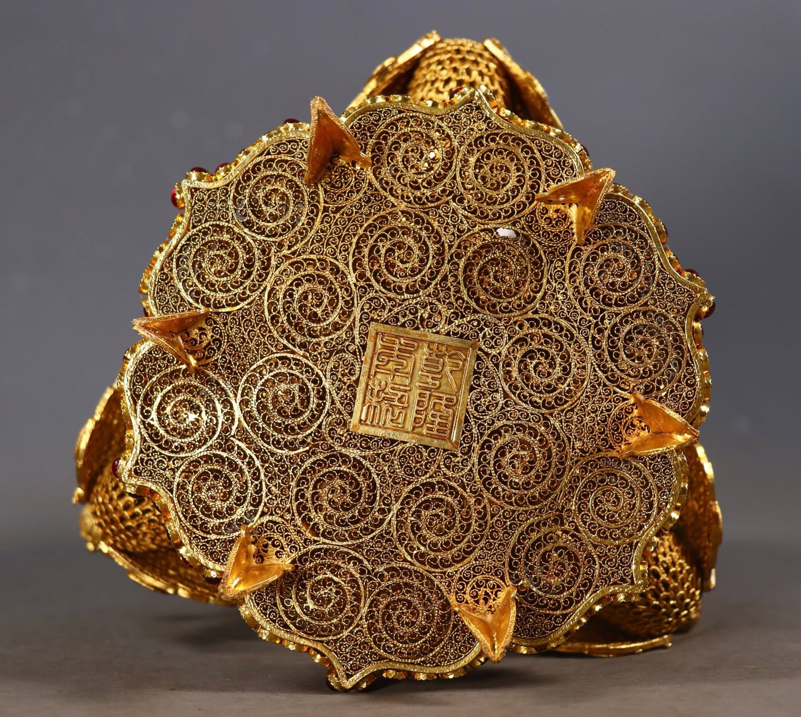 A Rare Filigree and Gilding Phoenix Legs Censer,Inlaid Gems - 9