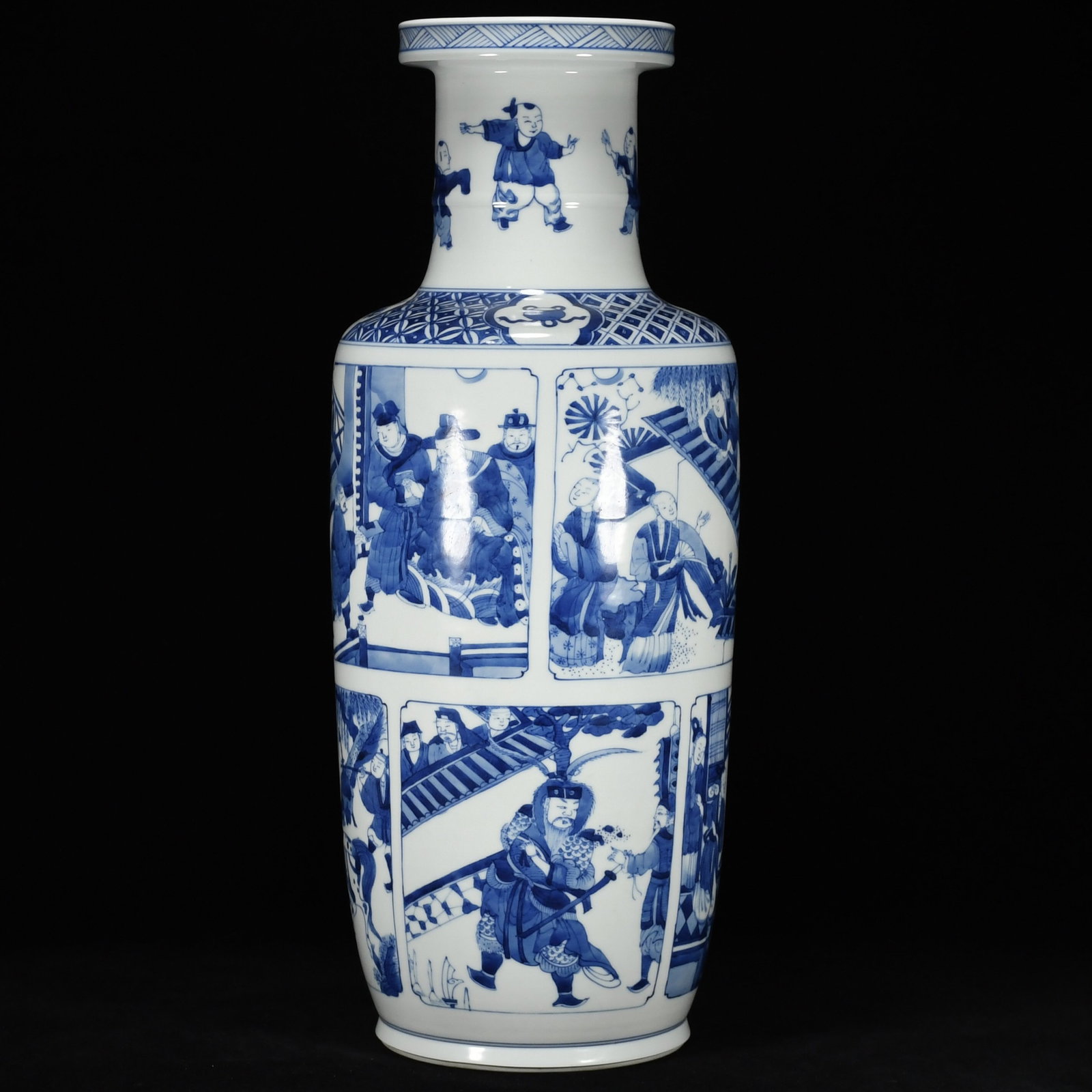 A Huge Blue and White Character and Story Pattern Vase - 4