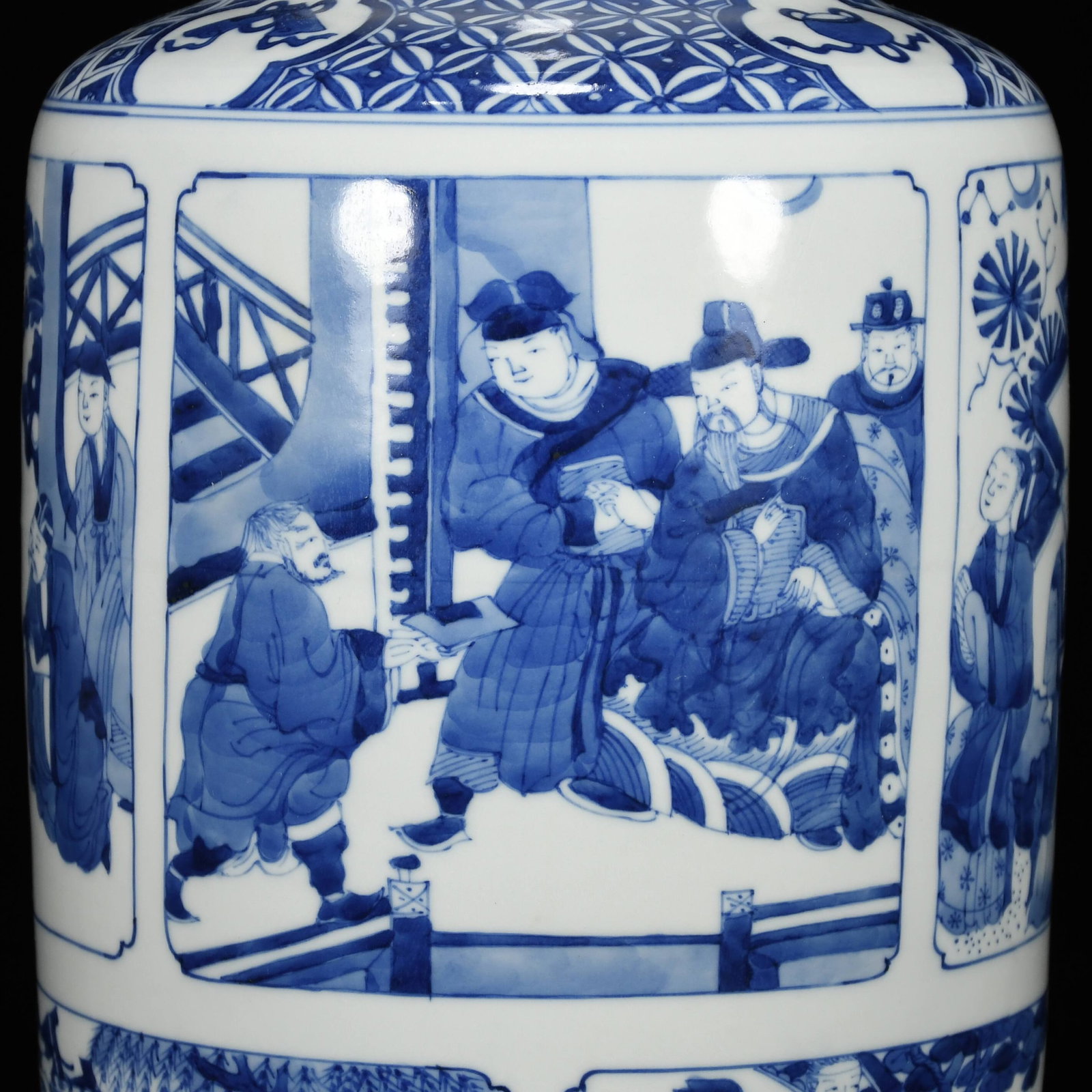 A Huge Blue and White Character and Story Pattern Vase - 5