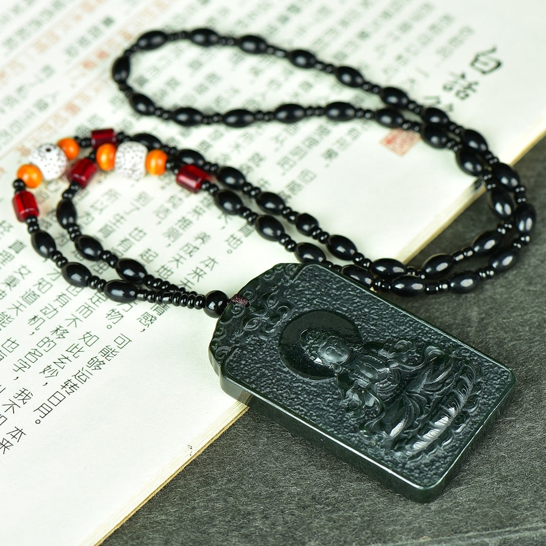 An Exquisite Sapphire Avalokitesvara Pattern Pendant - 3