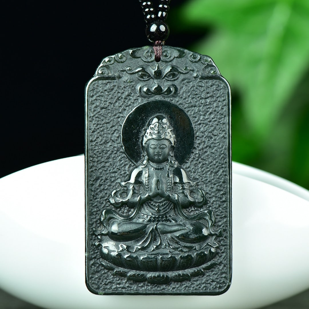 An Exquisite Sapphire Avalokitesvara Pattern Pendant - 4