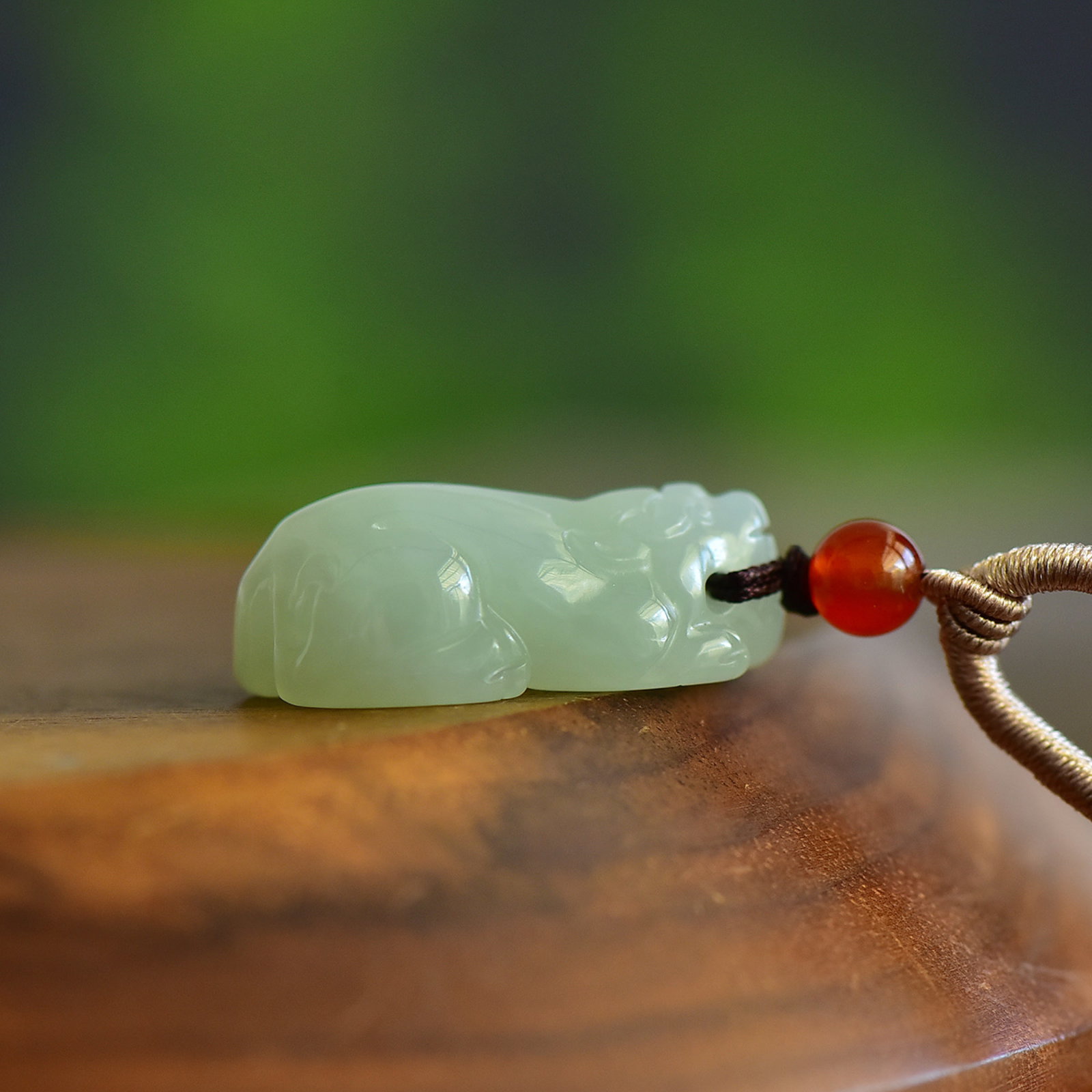 An Exquisite Greenish Jade Auspicious Beast Pendant - 3