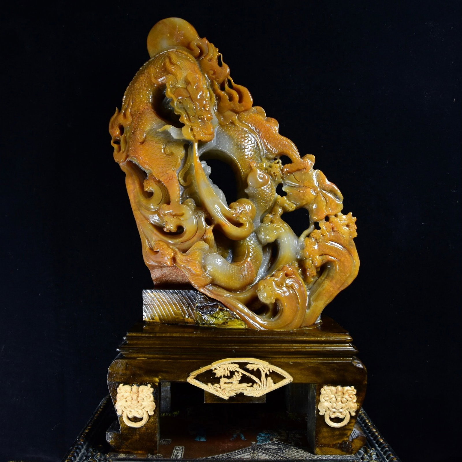 A Huge Tianhuang Stone Dragon Pattern Ornament - 3