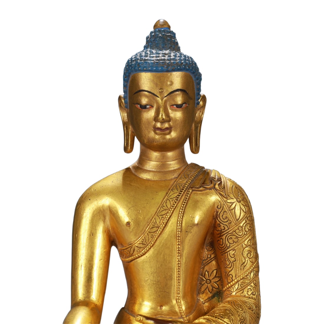 A Solemn Gilt Bronze Statue of Sakyamuni - 2