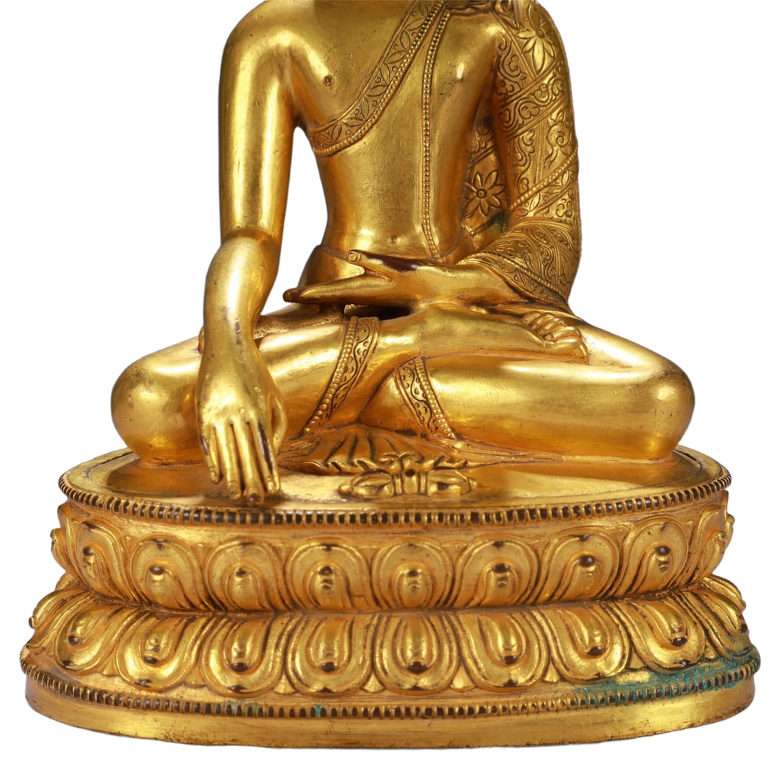 A Solemn Gilt Bronze Statue of Sakyamuni - 3