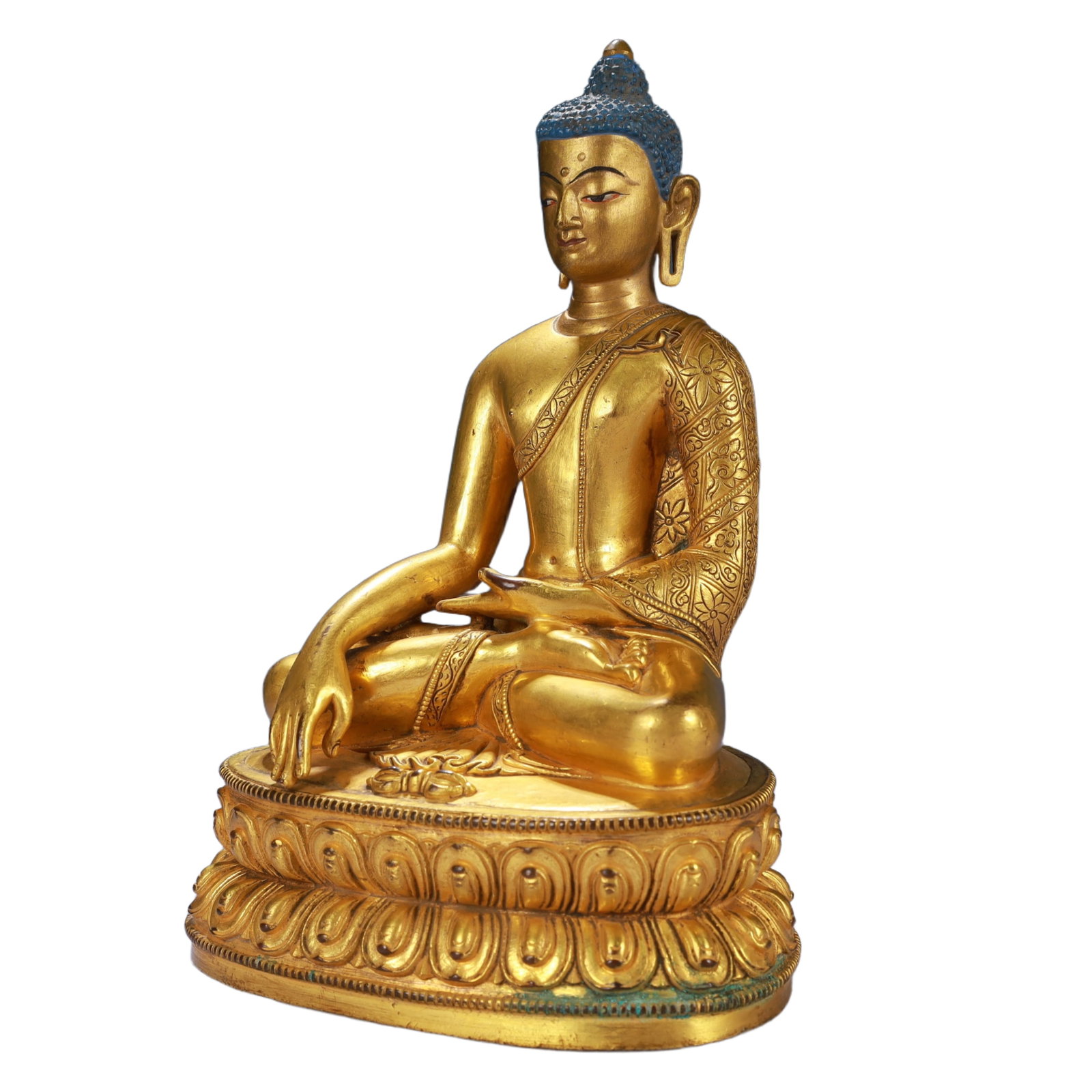 A Solemn Gilt Bronze Statue of Sakyamuni - 4