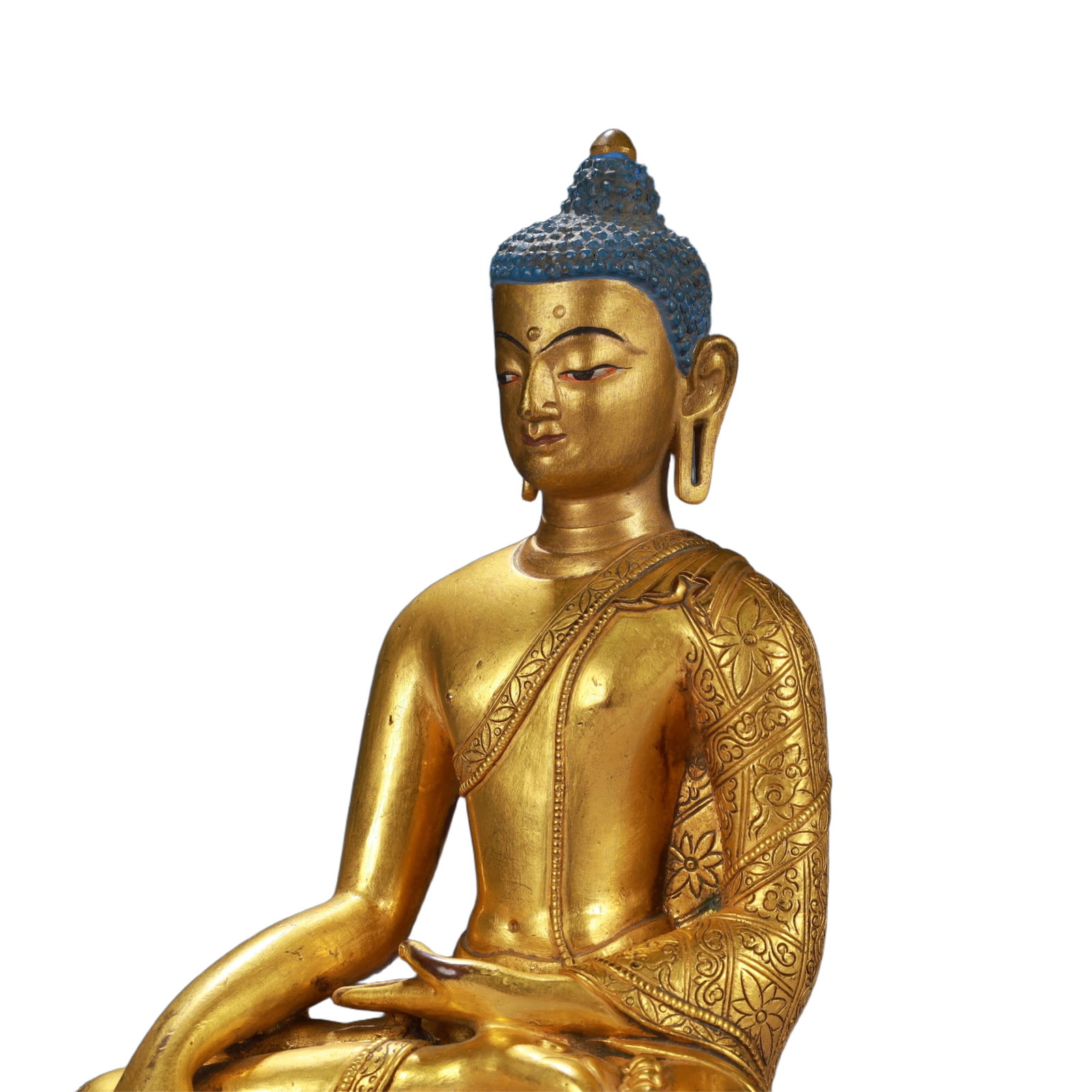 A Solemn Gilt Bronze Statue of Sakyamuni - 5