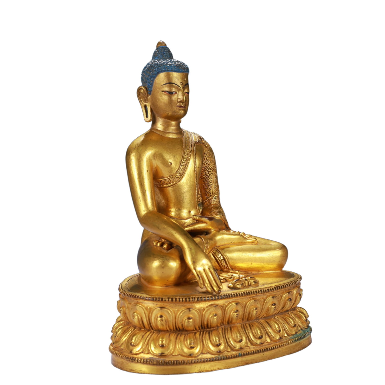 A Solemn Gilt Bronze Statue of Sakyamuni - 6