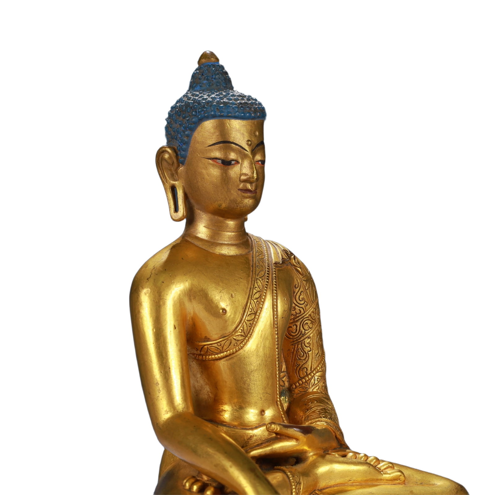 A Solemn Gilt Bronze Statue of Sakyamuni - 7
