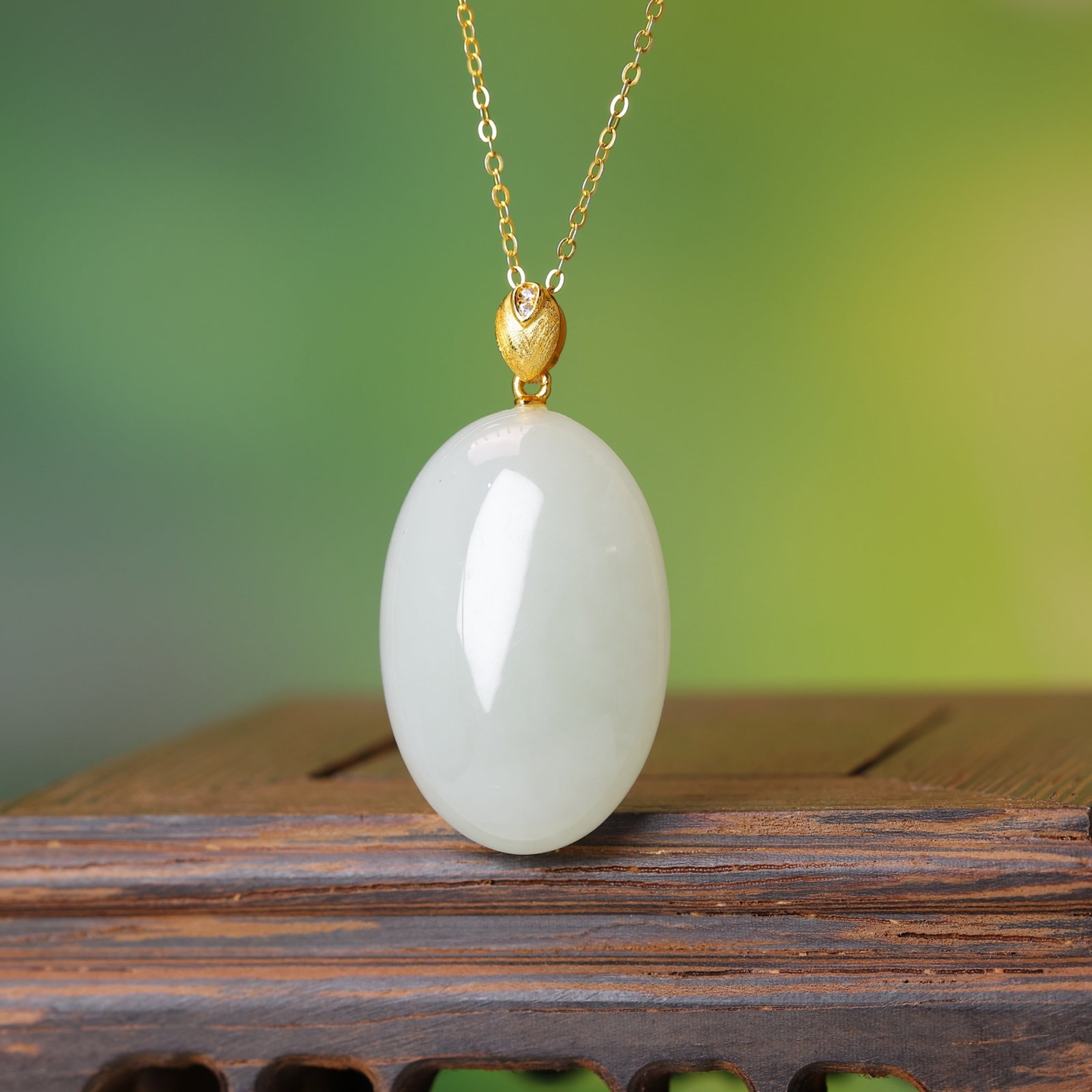 An Exquisite Sterling Silver-Gold Plated Inlaid White Jade Pendant - 3