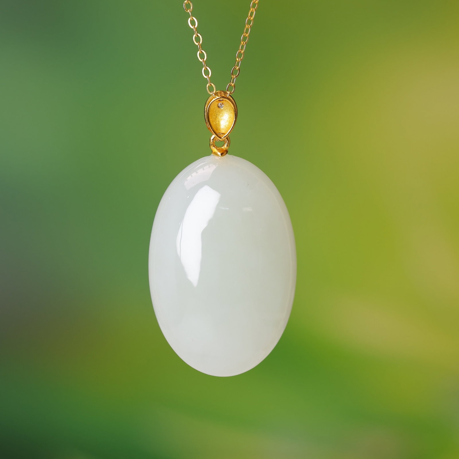 An Exquisite Sterling Silver-Gold Plated Inlaid White Jade Pendant - 6