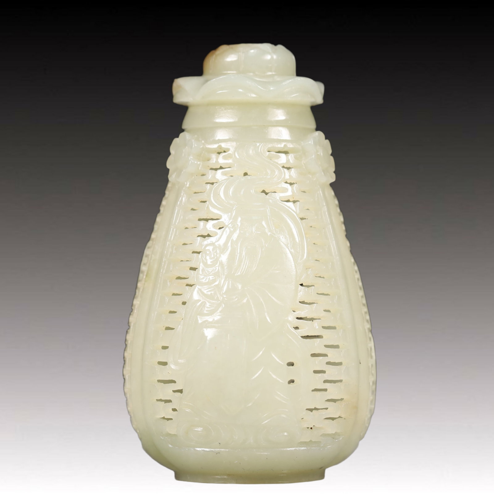 An Exquisite White Jade Figure Pattern Censer - 2