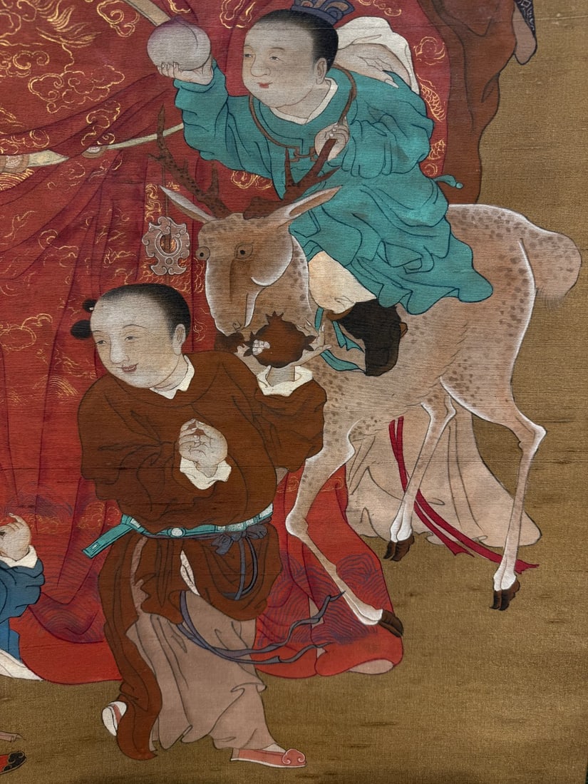 A Chinese Vertical Scroll Ink Painting of Figure on Silk,Chou Ying - 9