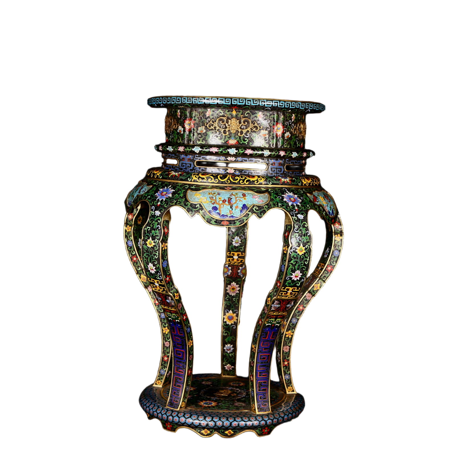 A Pair of Huge Cloisonne Lotus Bats and Peach Pattern Bases - 11