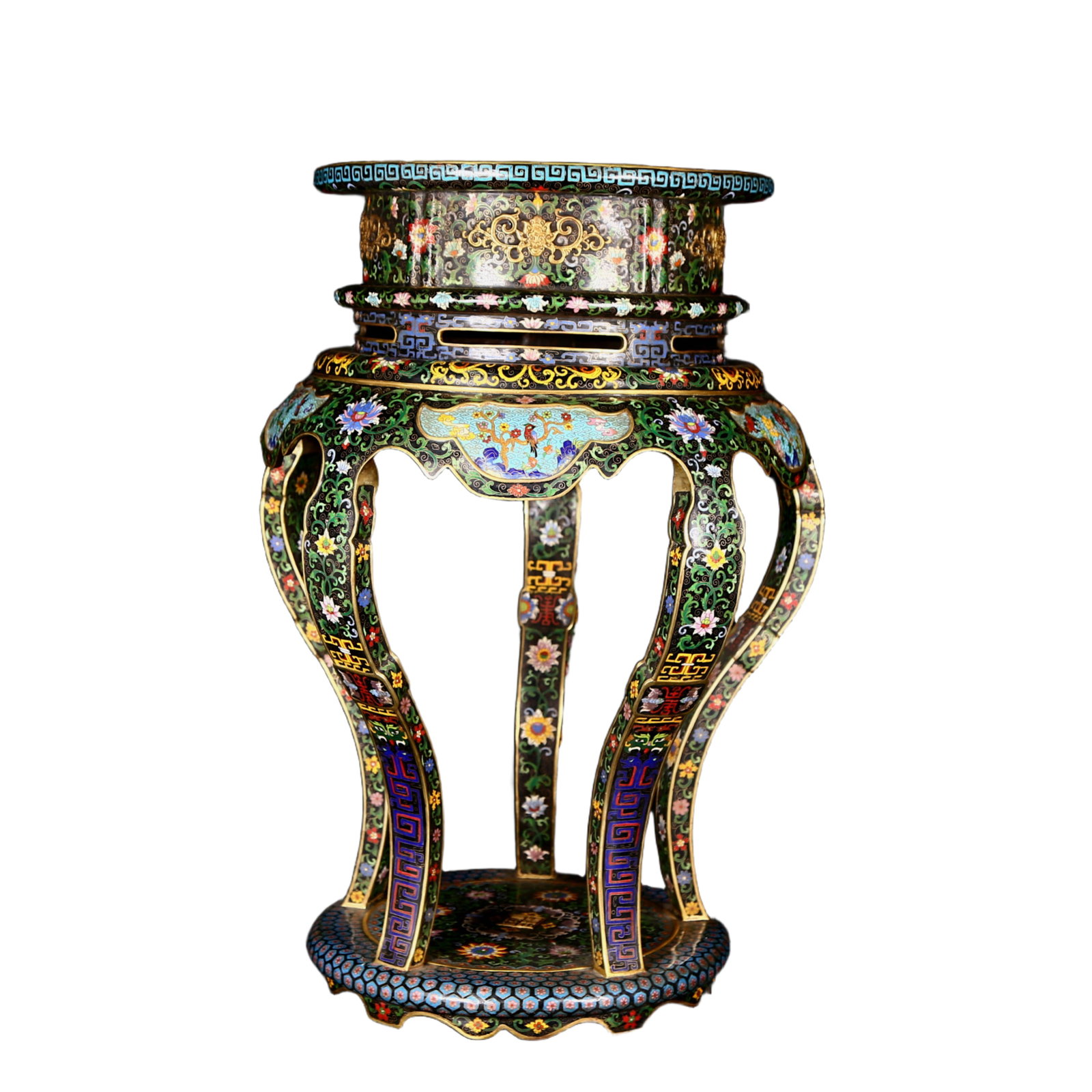 A Pair of Huge Cloisonne Lotus Bats and Peach Pattern Bases - 12