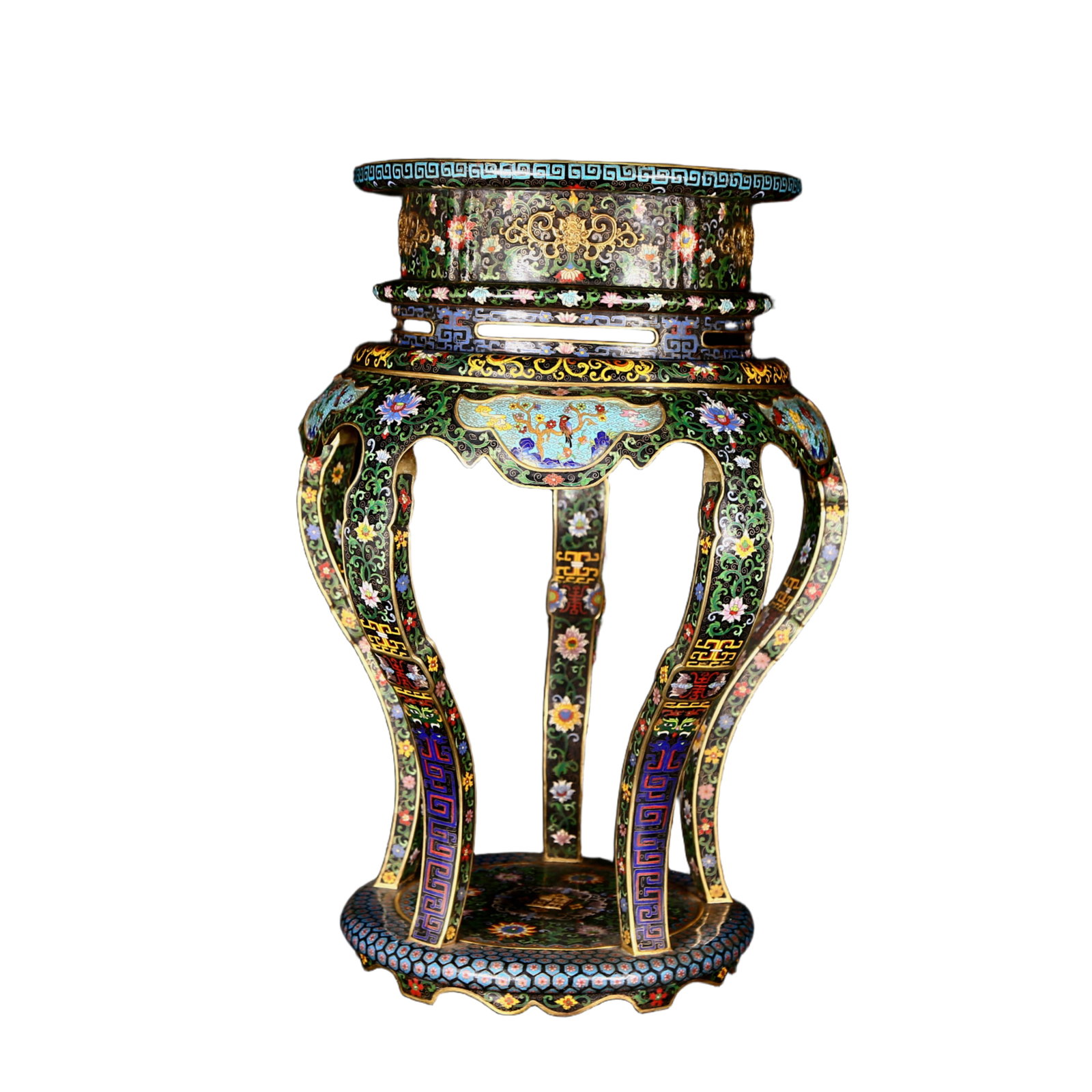A Pair of Huge Cloisonne Lotus Bats and Peach Pattern Bases - 13