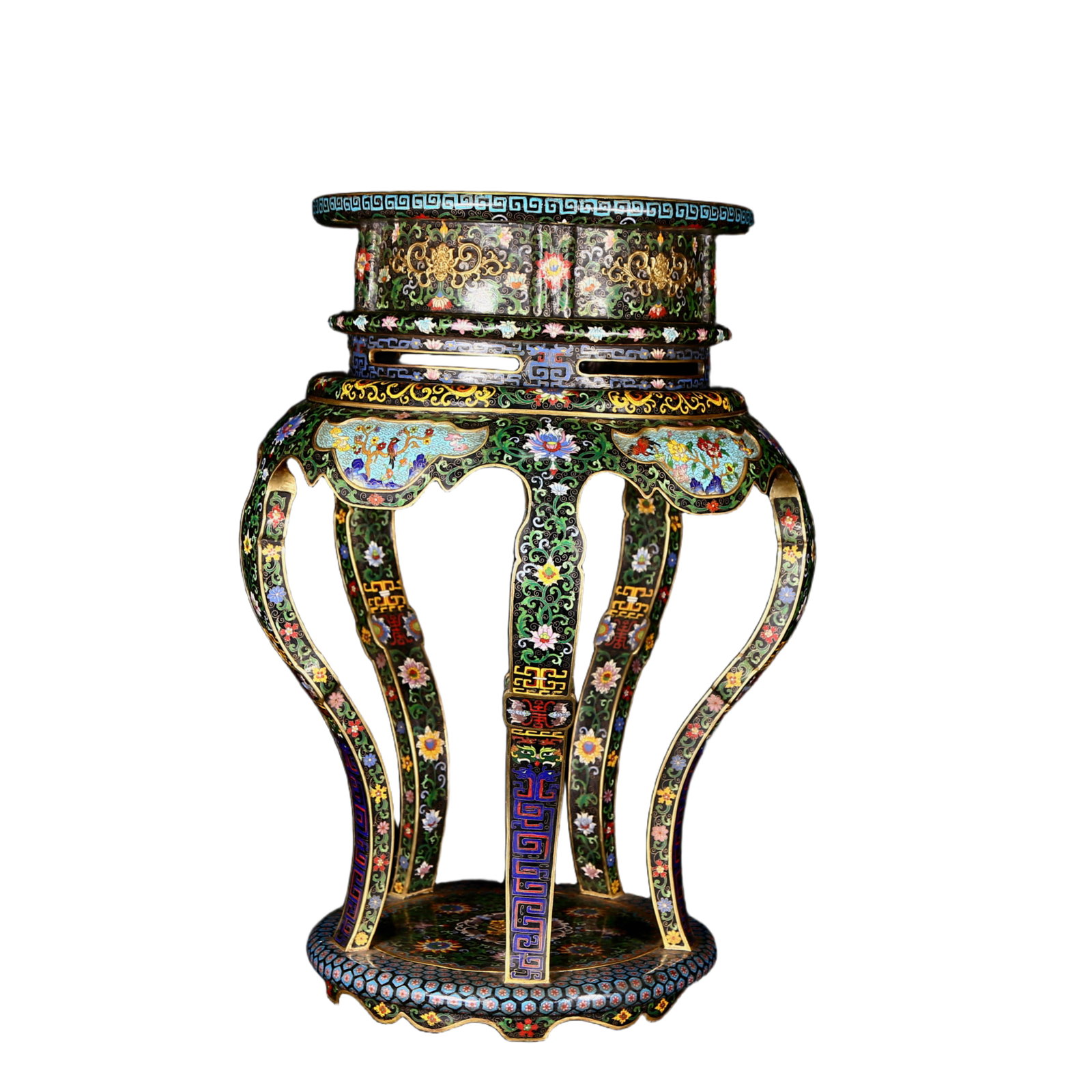 A Pair of Huge Cloisonne Lotus Bats and Peach Pattern Bases - 14