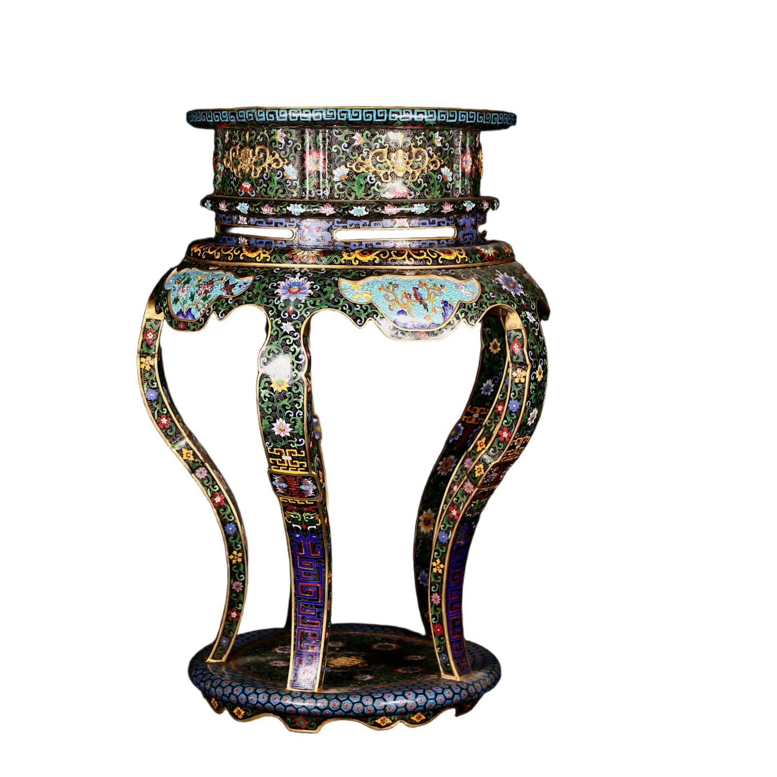 A Pair of Huge Cloisonne Lotus Bats and Peach Pattern Bases - 3