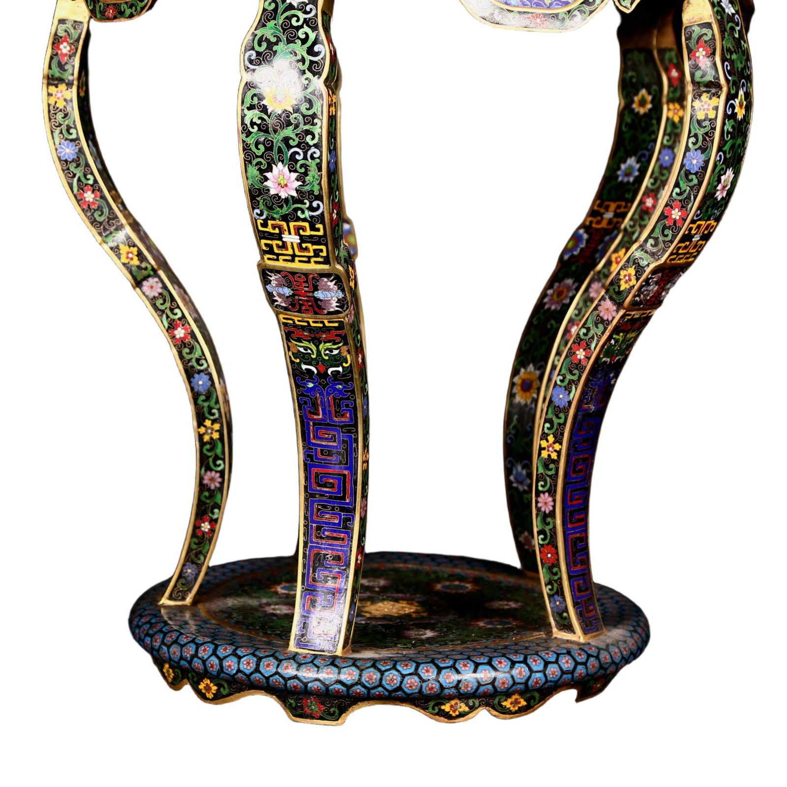 A Pair of Huge Cloisonne Lotus Bats and Peach Pattern Bases - 5