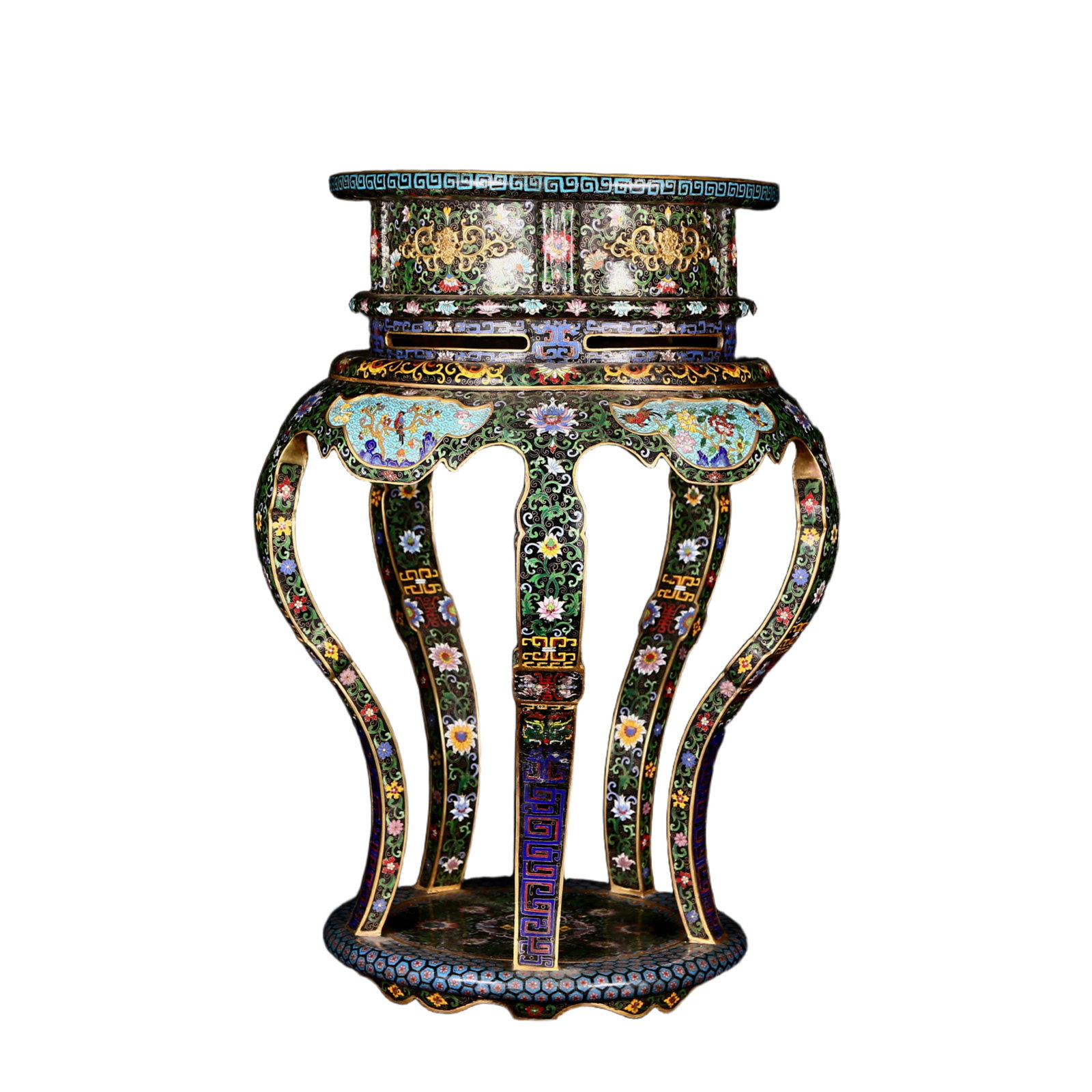A Pair of Huge Cloisonne Lotus Bats and Peach Pattern Bases - 6