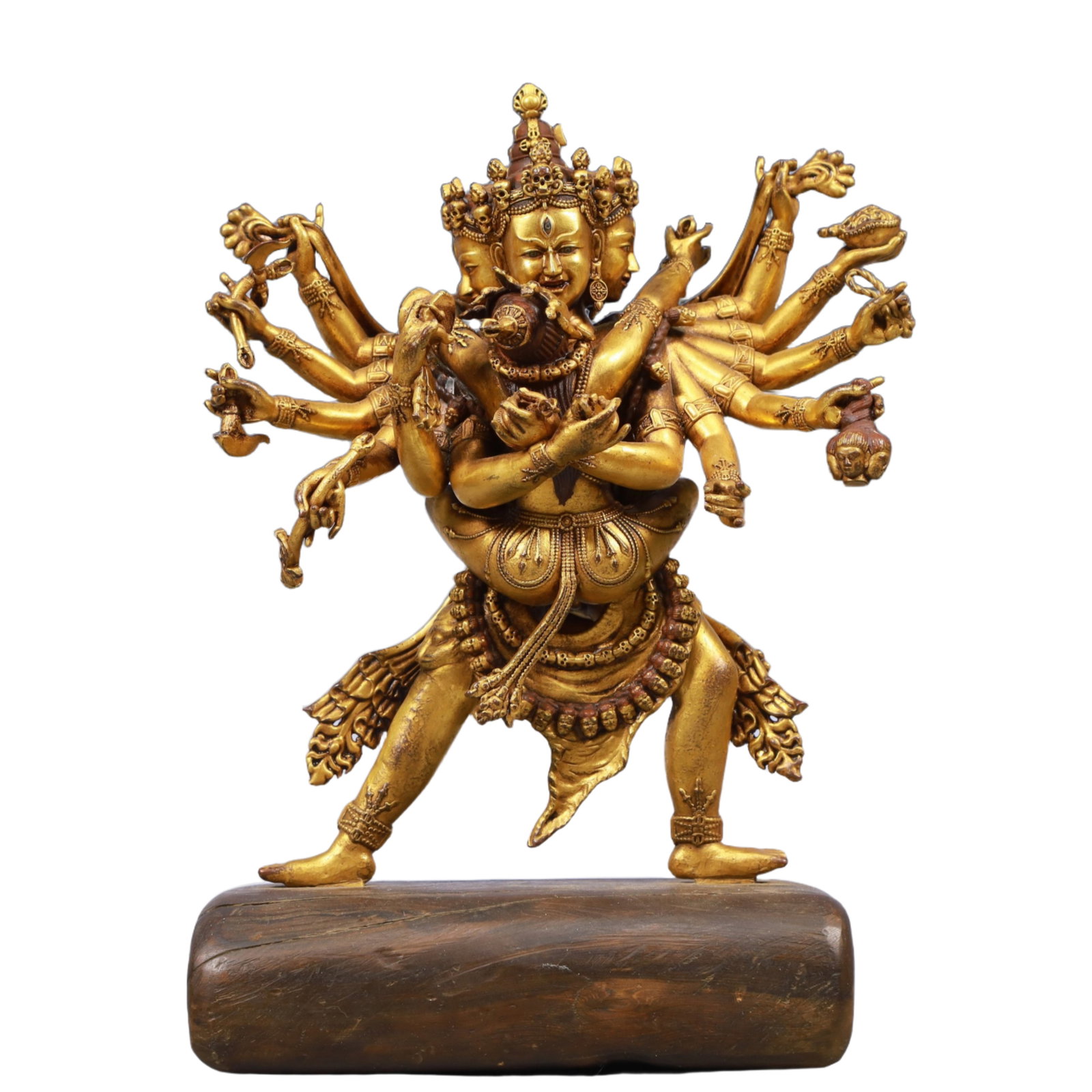 A Solemn Gilt Bronze Statue of Marici: Estimated Value:8000-16000 A Solemn Gilt Bronze Statue of Marici, Qing Dynasty, China, Size:8.3inx4.1inx10.8in, Weight:2950g
