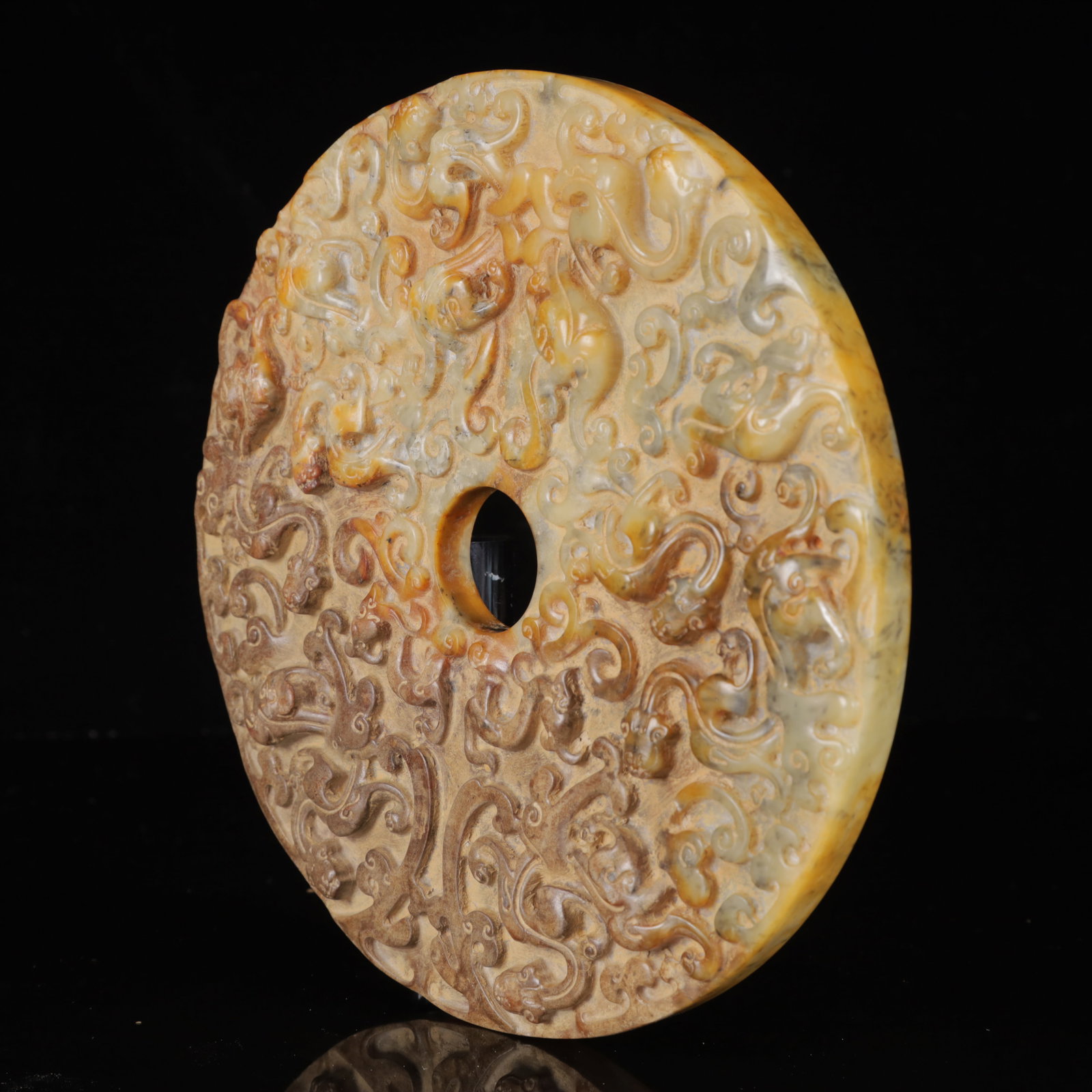 An Exquisite White Jade Chi-Dragon Pattern Jade Pendant,with Poem - 6