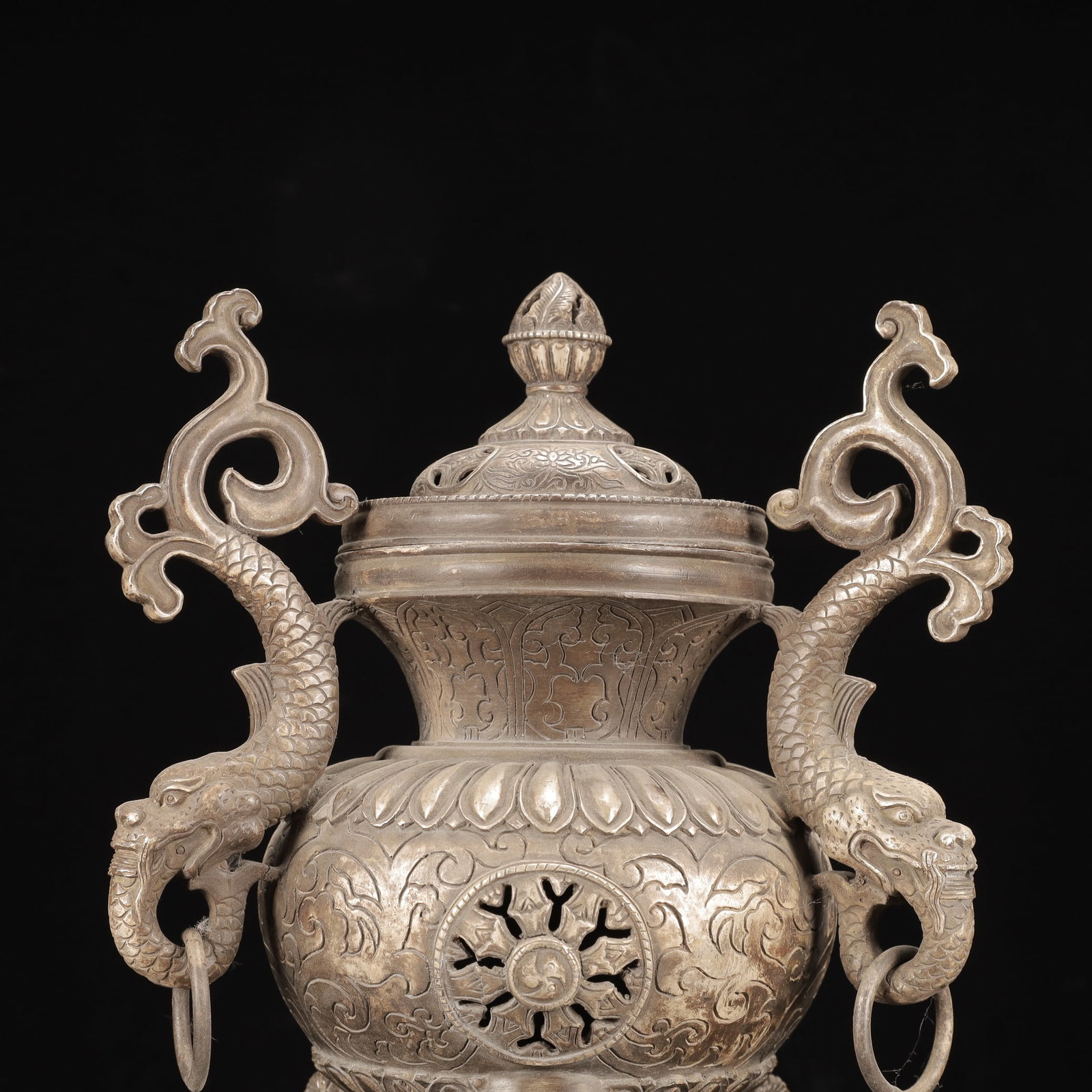 An Exquisite Silver-Plated Bronze Dragon-Ears Beast-legs Censer - 2