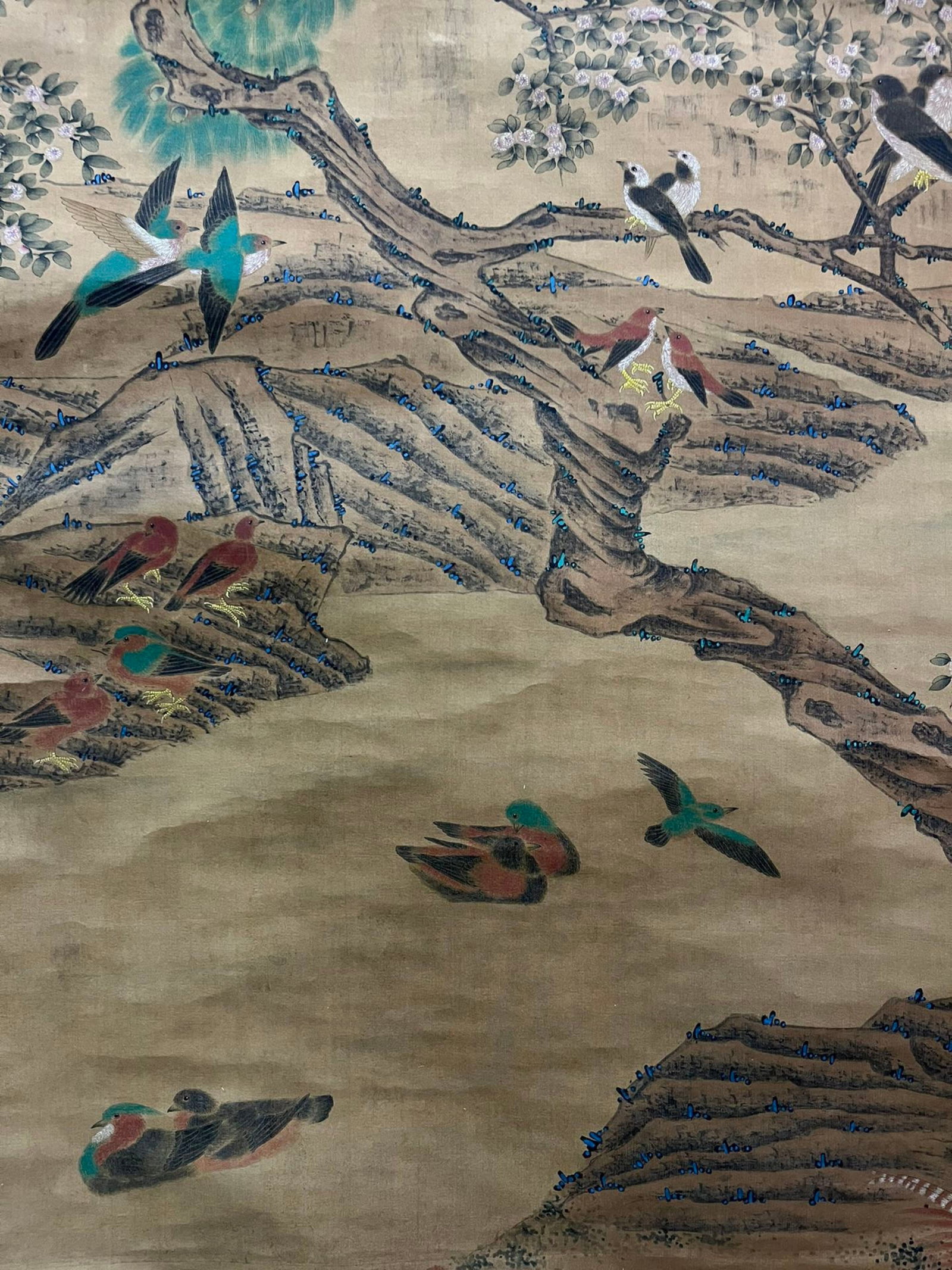 A Chinese Vertical Scroll Ink Painting of Flower and Bird on Silk,Shen Quan - 6