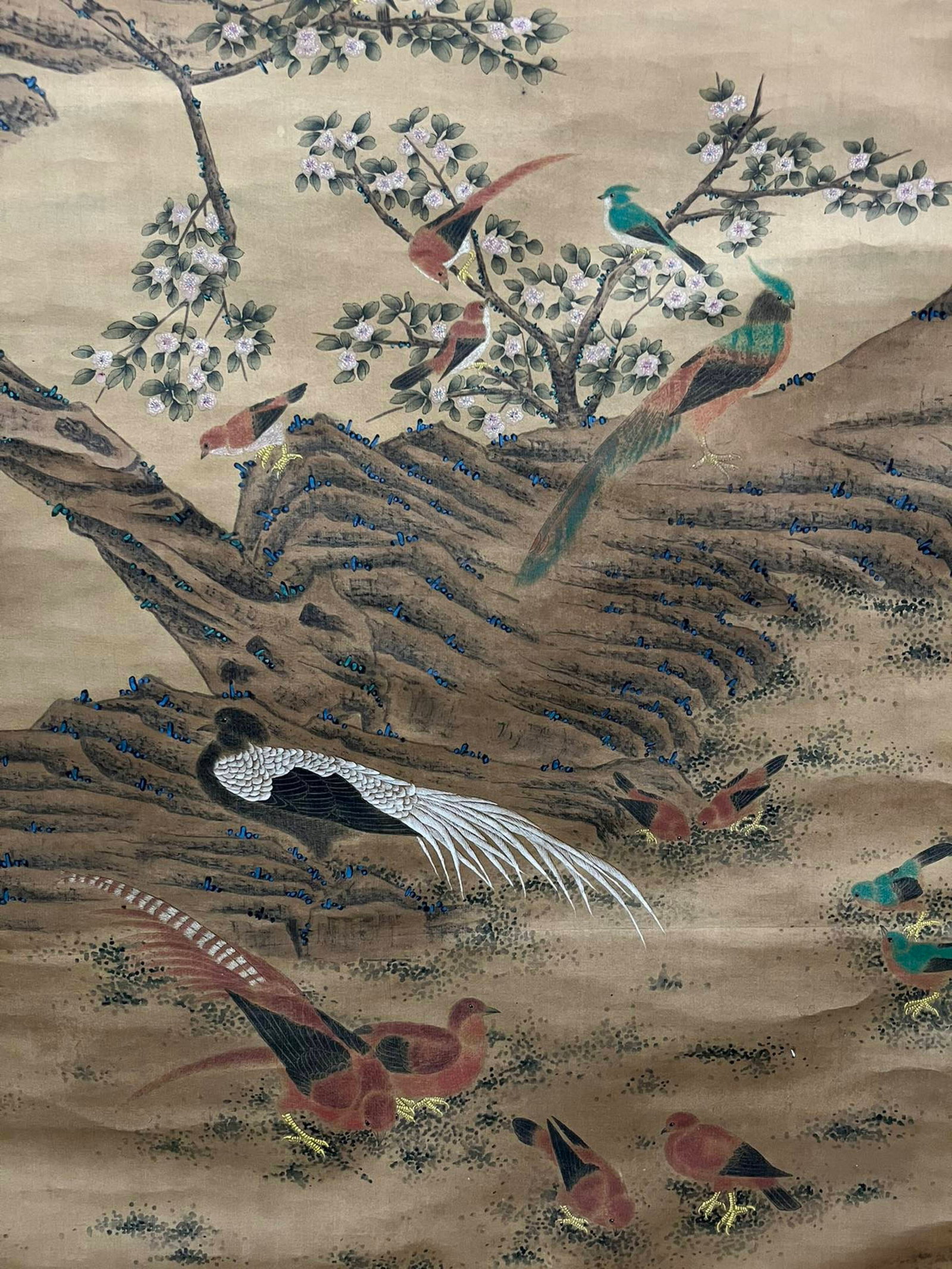 A Chinese Vertical Scroll Ink Painting of Flower and Bird on Silk,Shen Quan - 8
