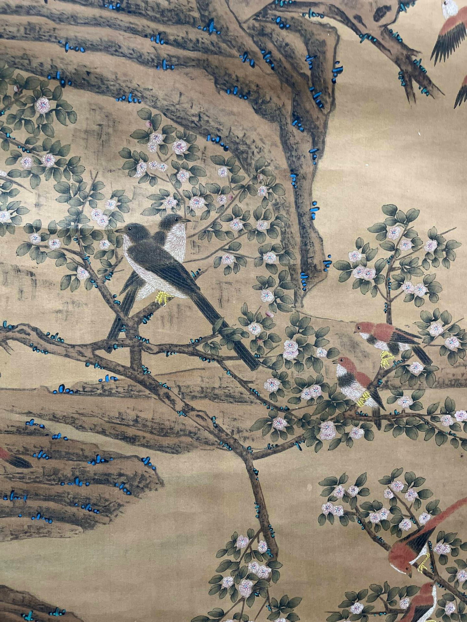 A Chinese Vertical Scroll Ink Painting of Flower and Bird on Silk,Shen Quan - 9