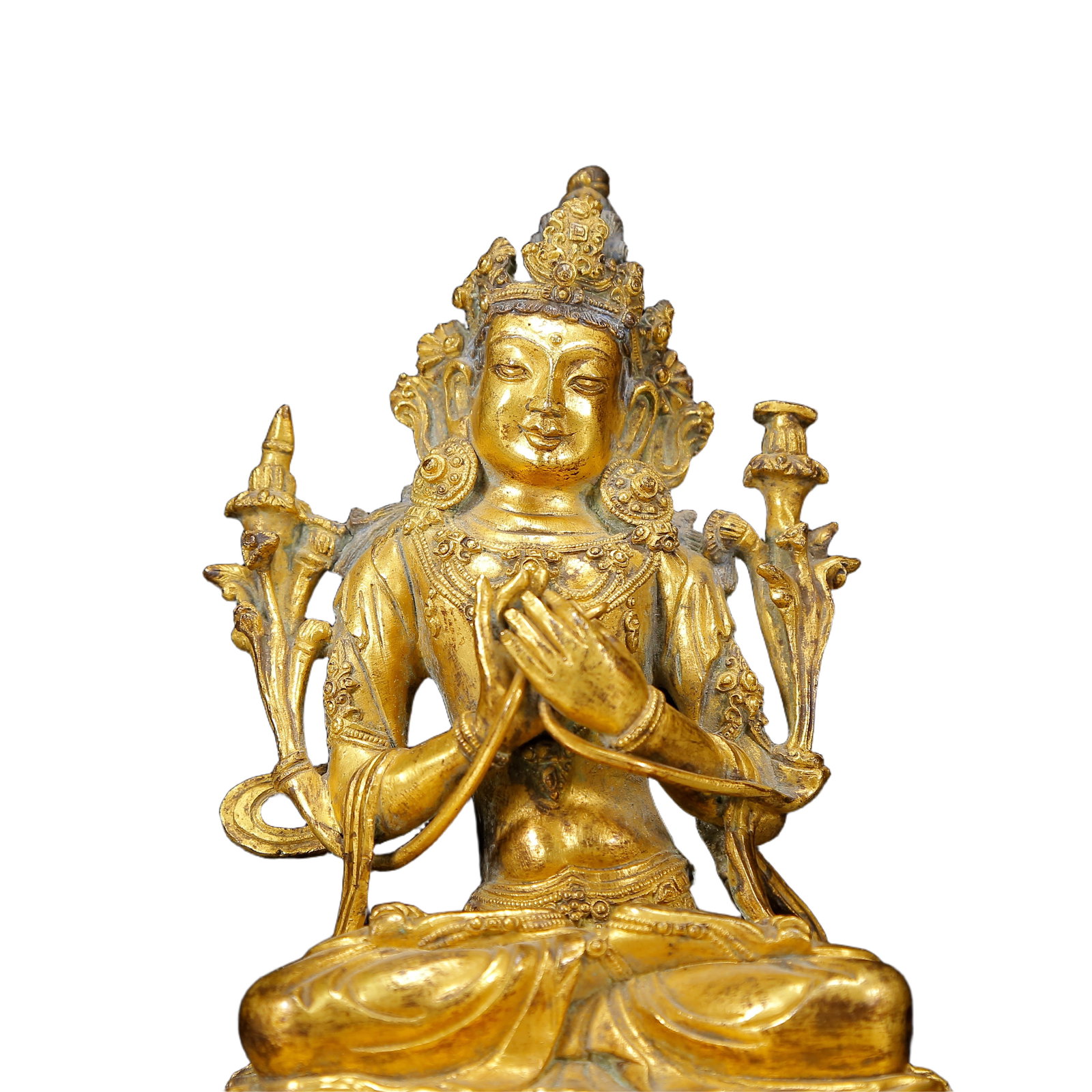 A Solemn Gilt Bronze Statue of Manjusri - 2