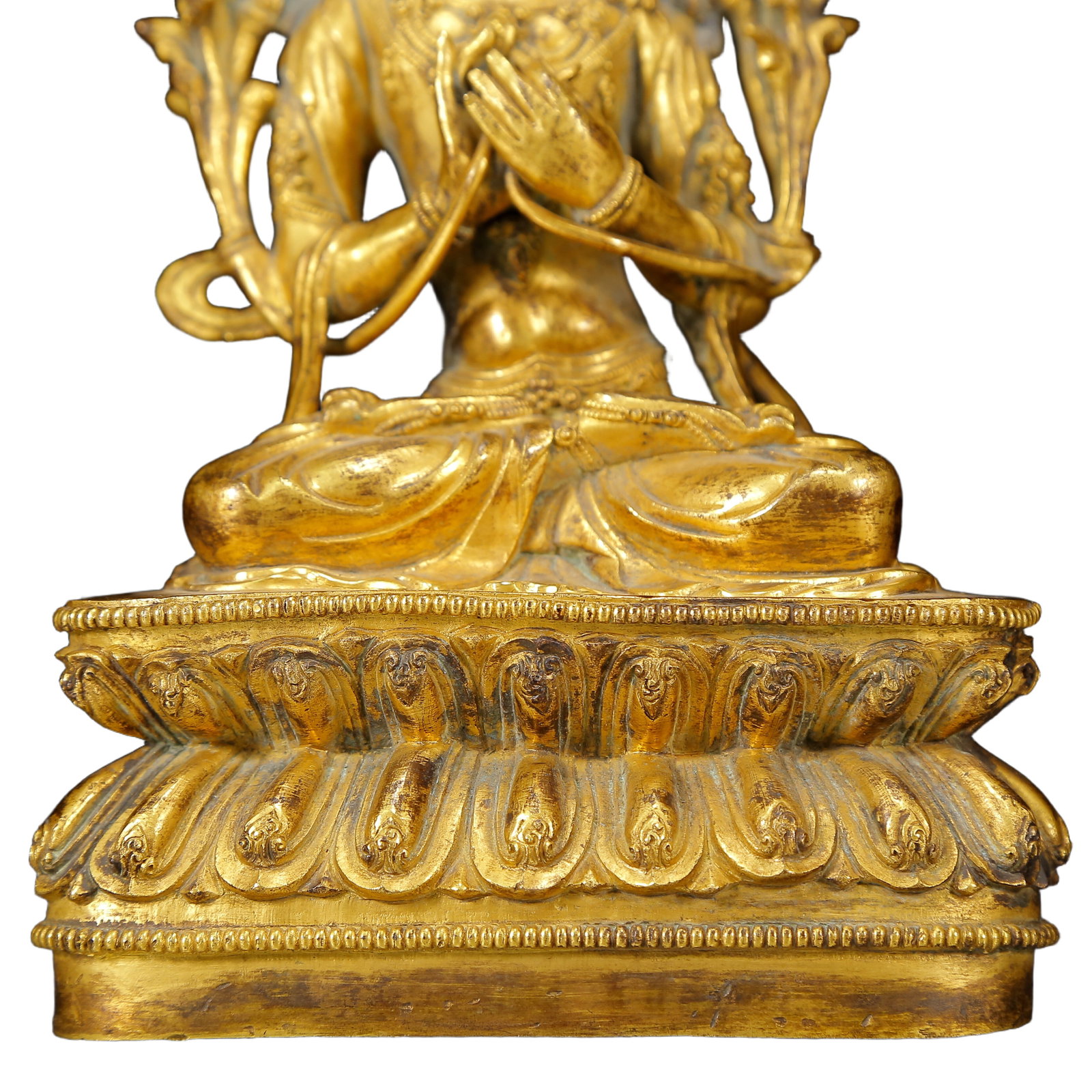 A Solemn Gilt Bronze Statue of Manjusri - 3
