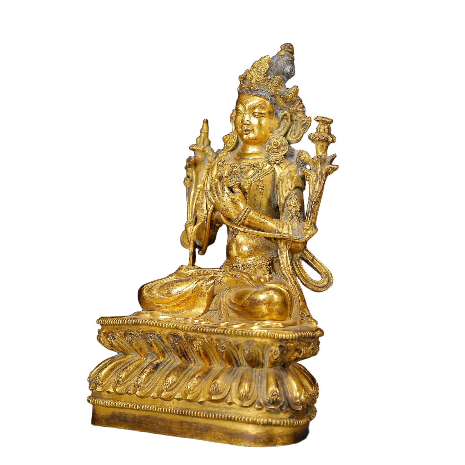 A Solemn Gilt Bronze Statue of Manjusri - 4