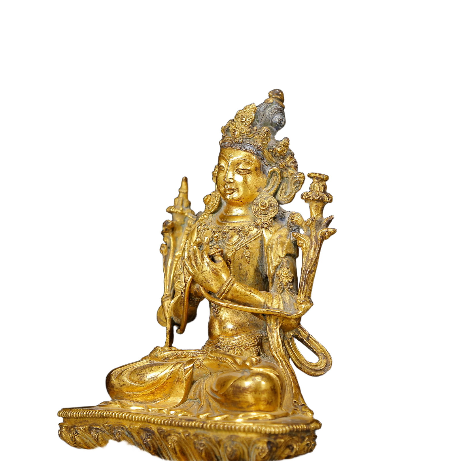 A Solemn Gilt Bronze Statue of Manjusri - 5