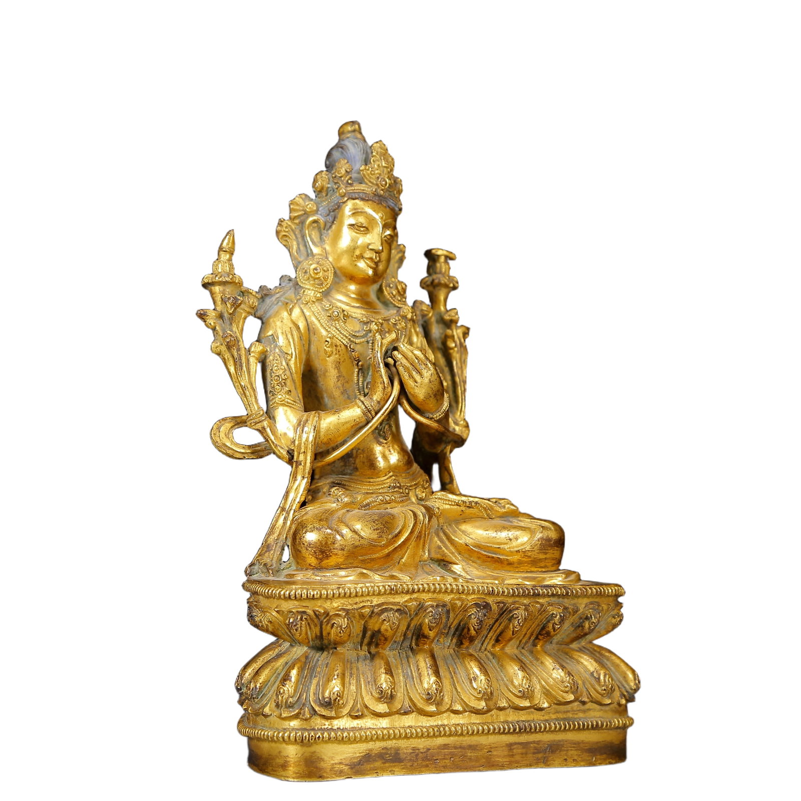 A Solemn Gilt Bronze Statue of Manjusri - 6