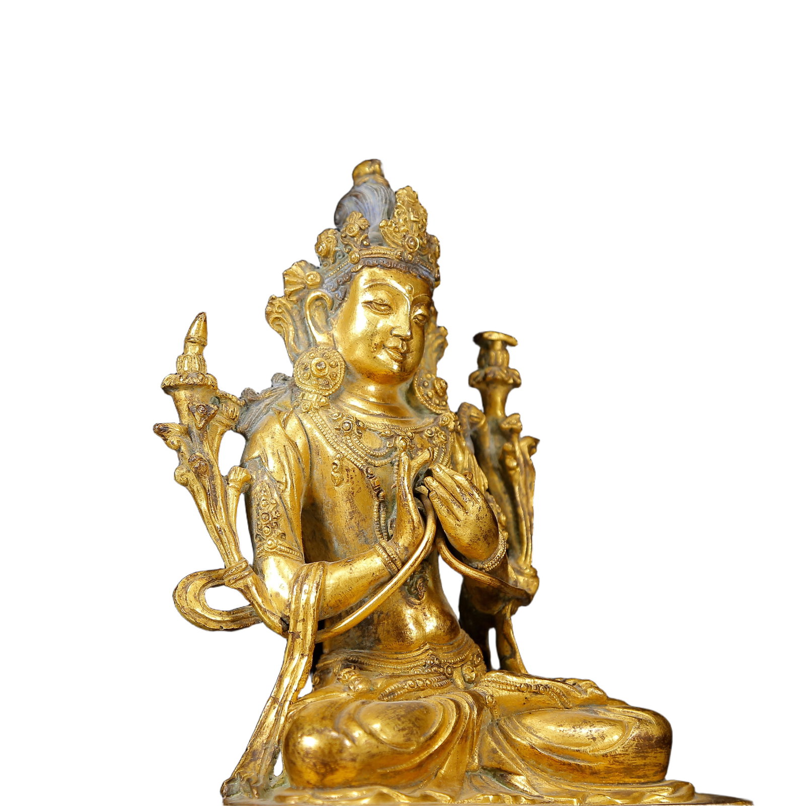A Solemn Gilt Bronze Statue of Manjusri - 7