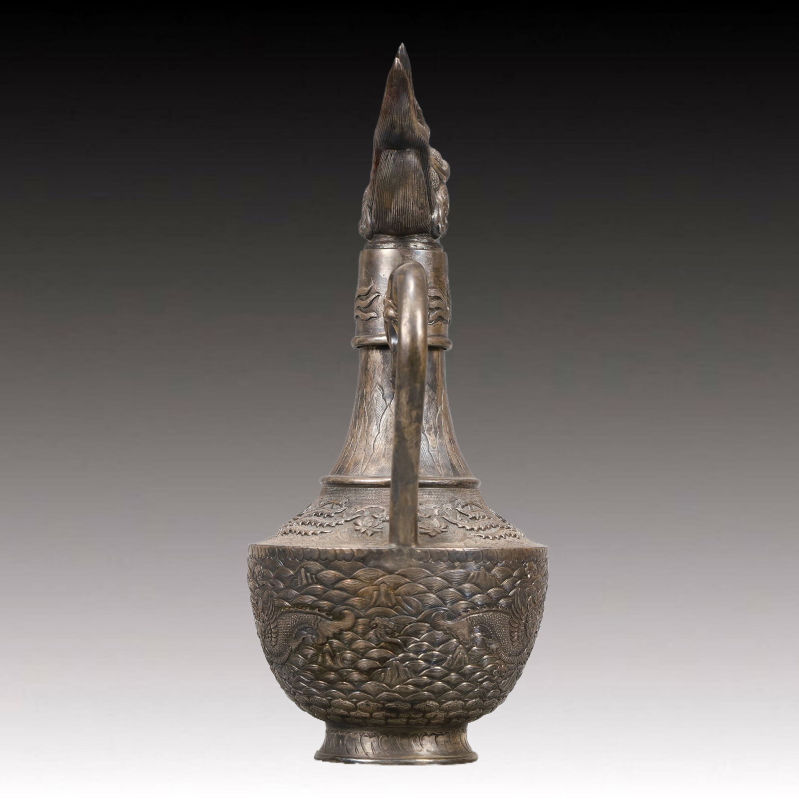A Precious Silver 'Auspicious Beast& Ocean' Ewer - 10