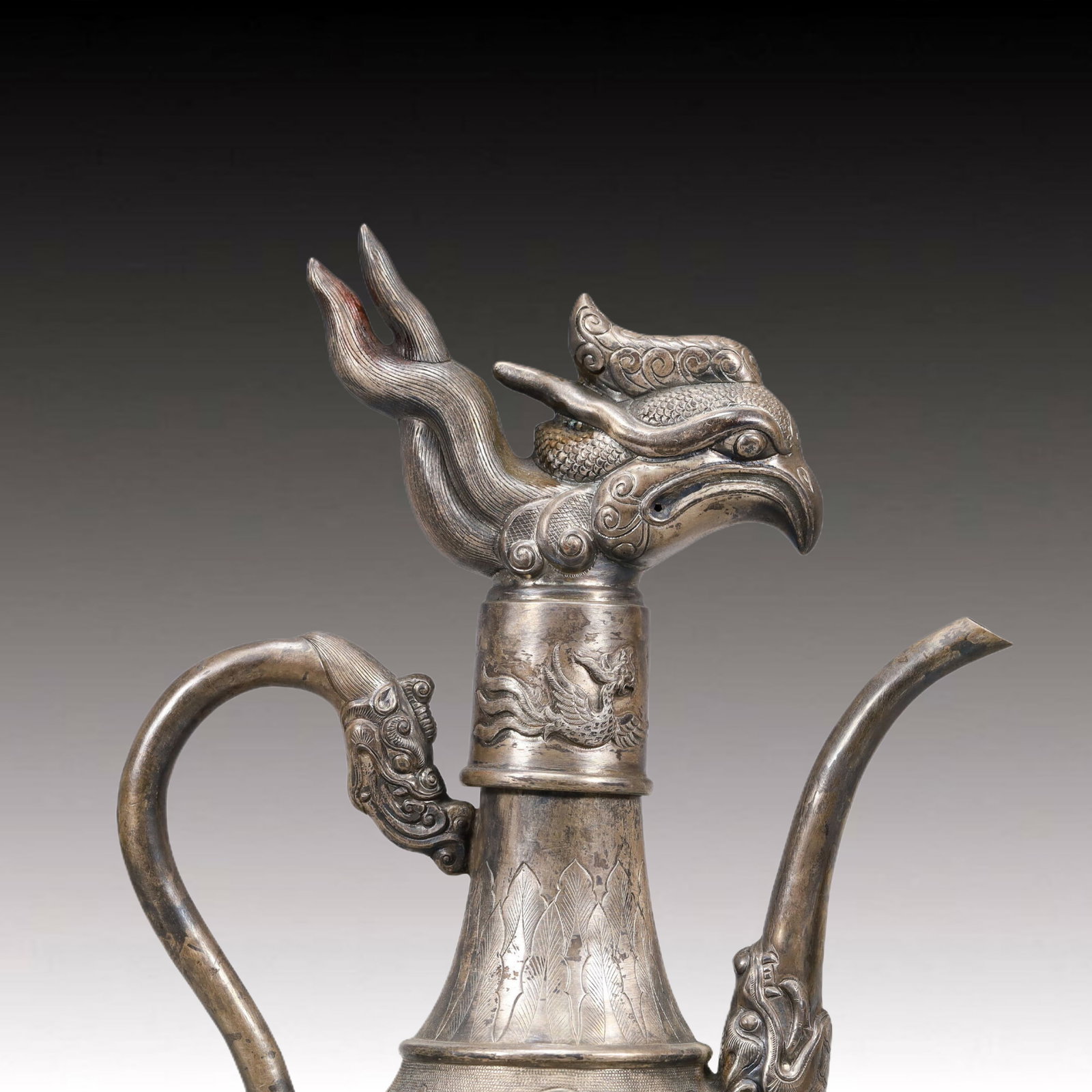 A Precious Silver 'Auspicious Beast& Ocean' Ewer - 2